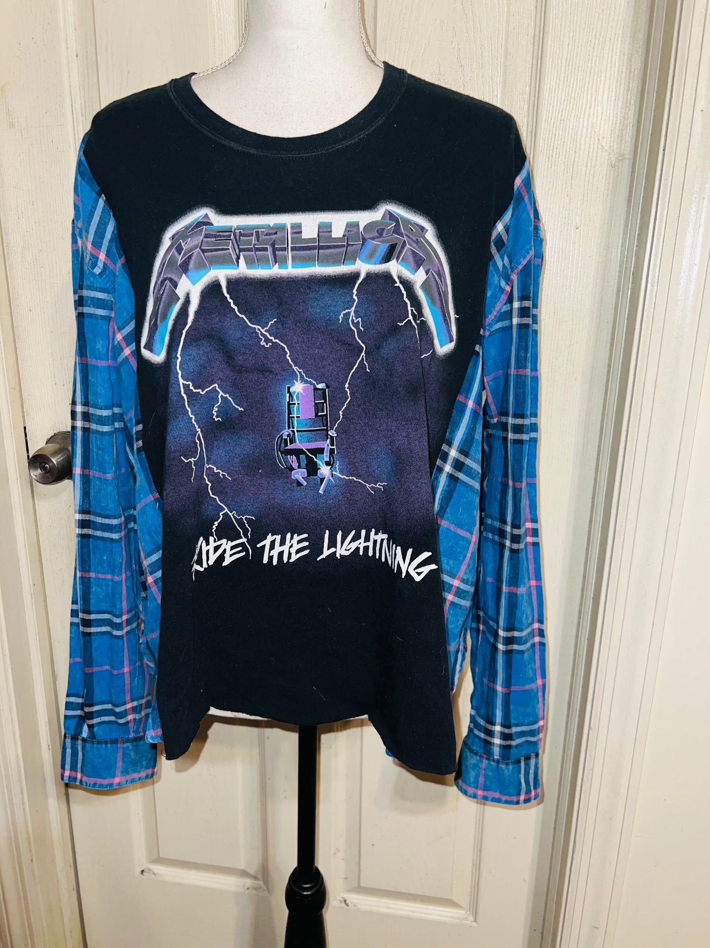 Metallica Oversized Distressed Flannel Long Sleeve Tee