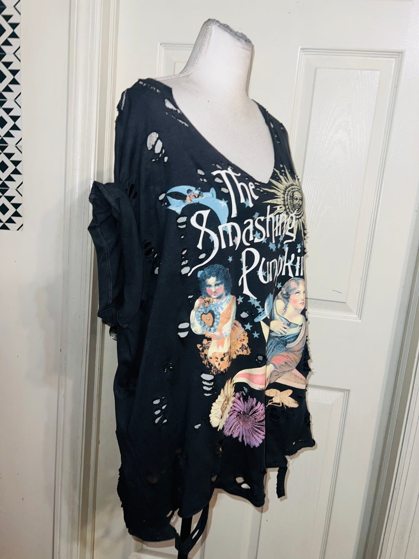 Smashing Pumpkins Double Sided Oversized Distressed Tee