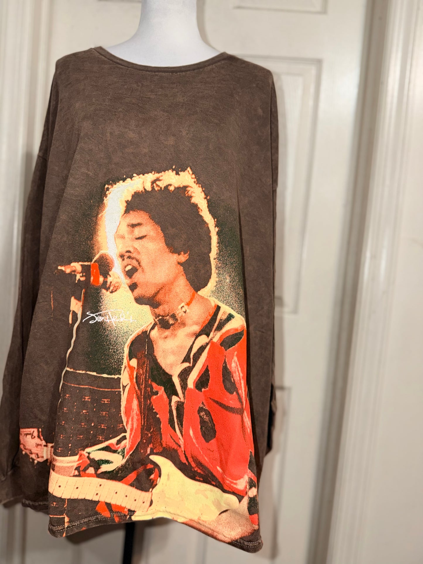 Jimi Hendrix Oversized Distressed Long Sleeve Tee