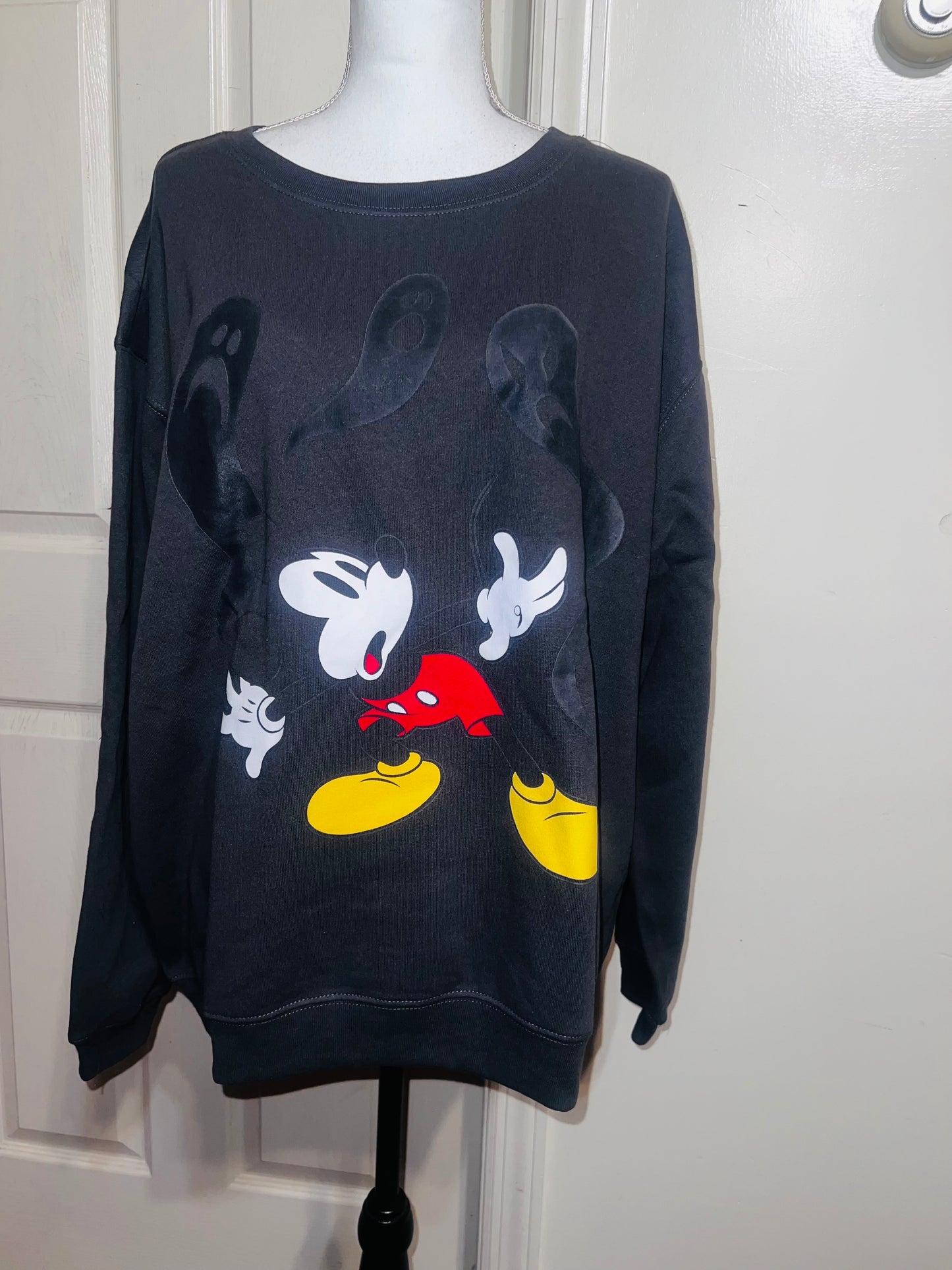 Mickey Mouse Halloween Oversized Distressed Sweatshirt