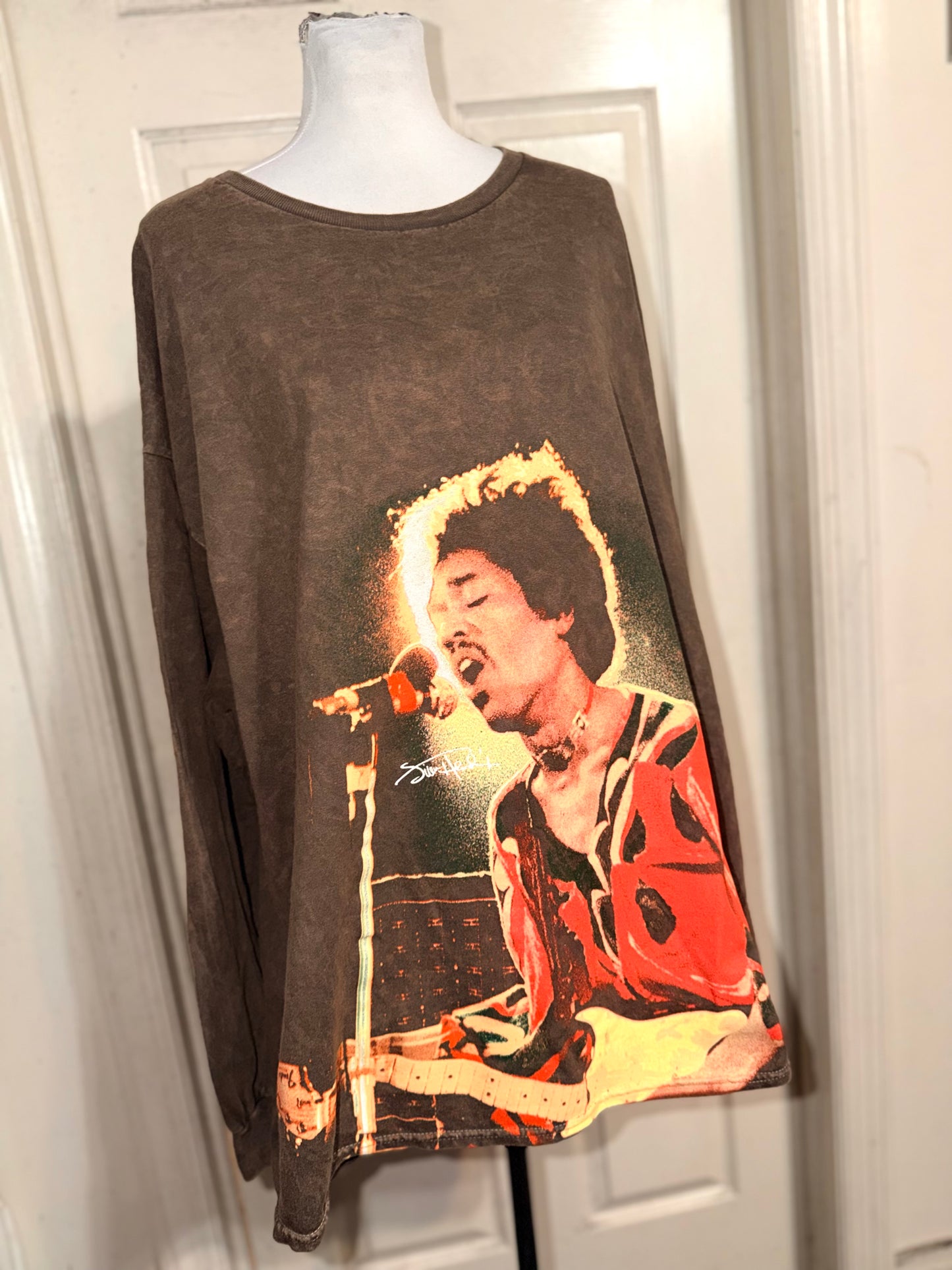 Jimi Hendrix Oversized Distressed Long Sleeve Tee