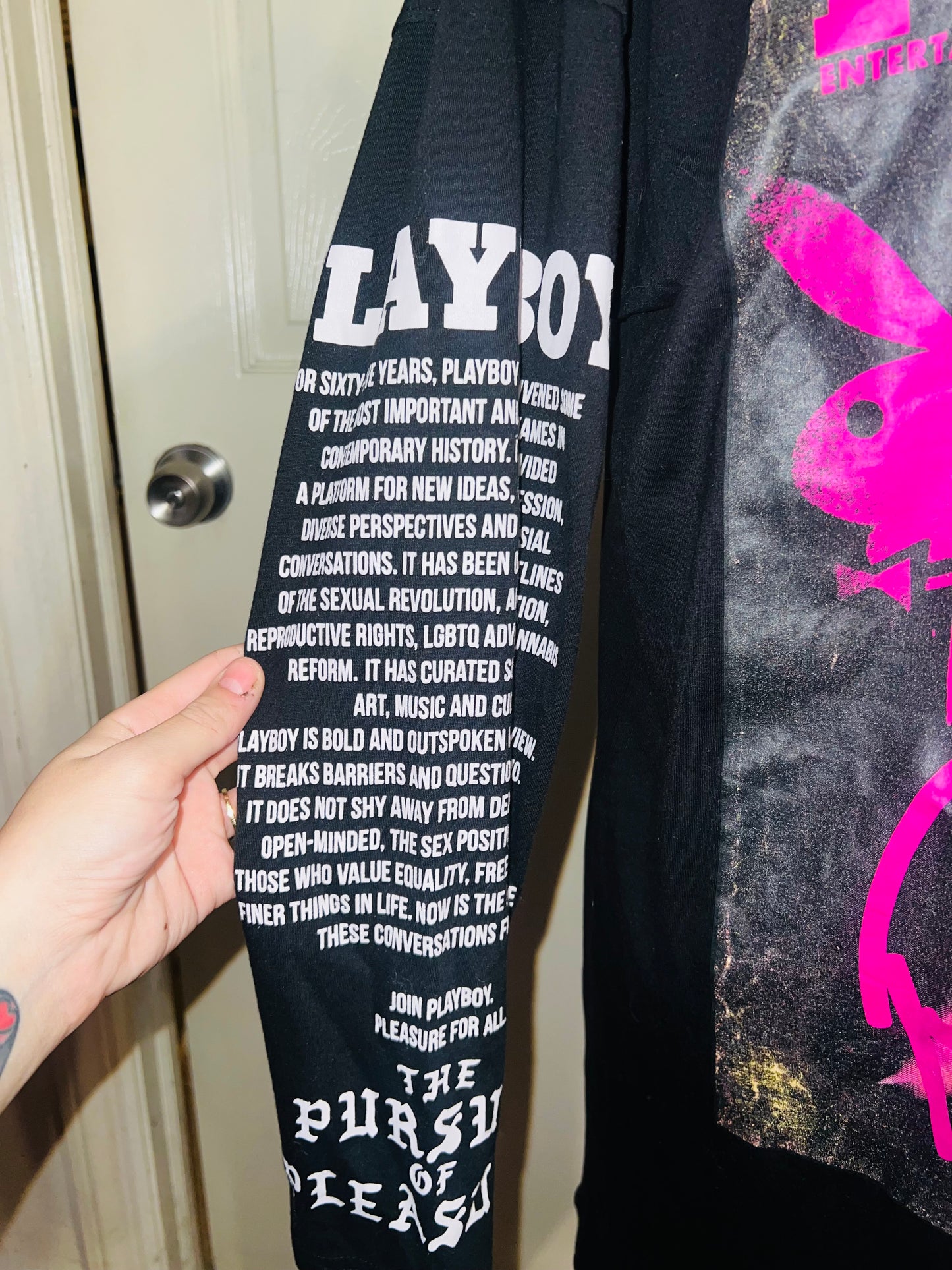 Playboy Oversized Distressed Long Sleeve Tee