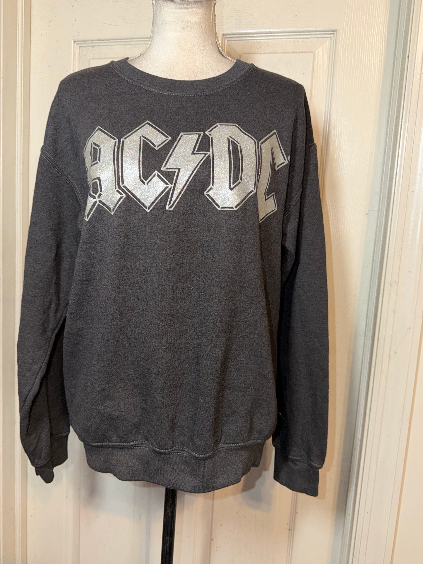 AC/DC Double Sided Oversized Distressed Sweatshirt