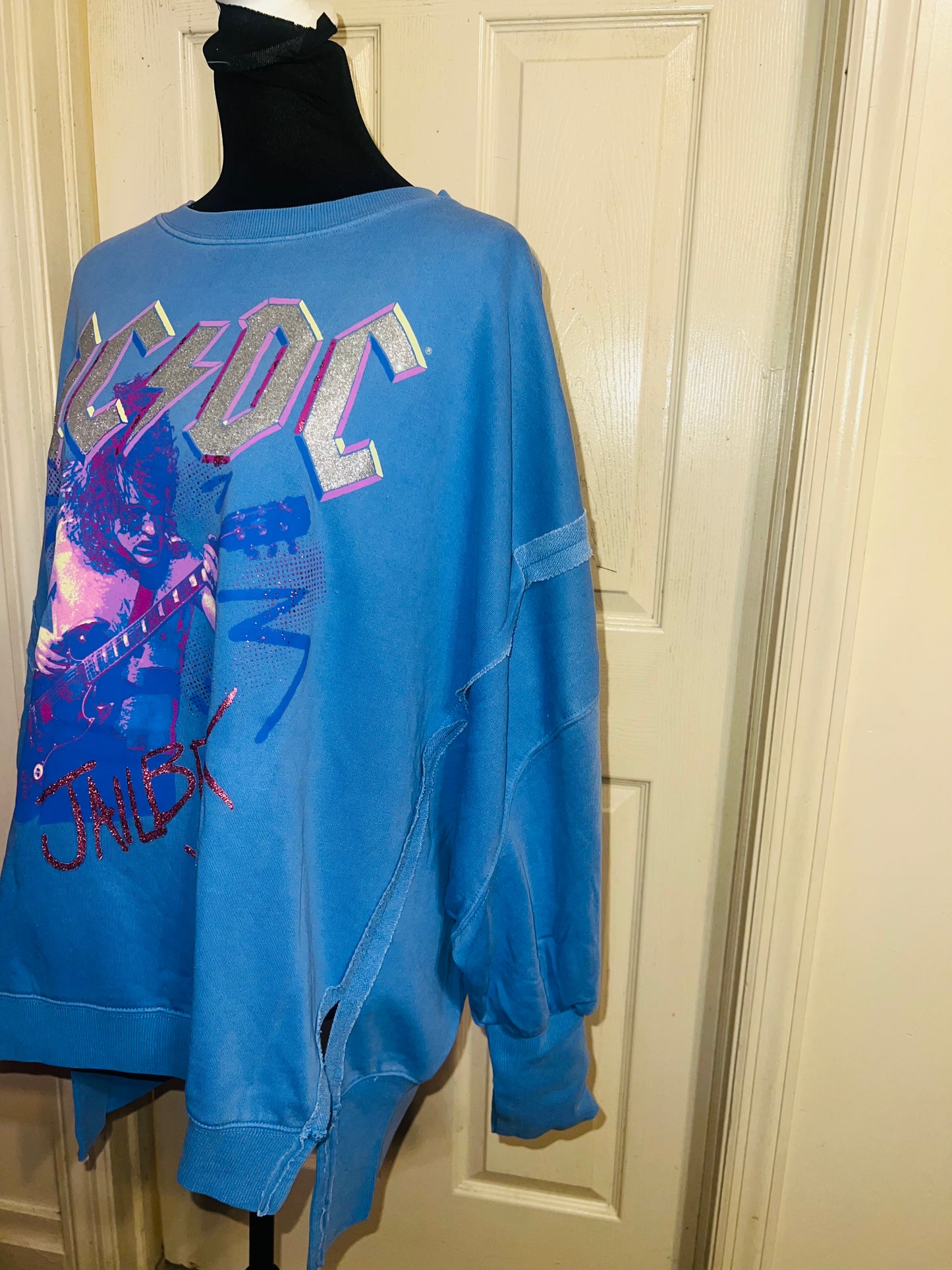 AC/DC Oversized Distressed Sweatshirt