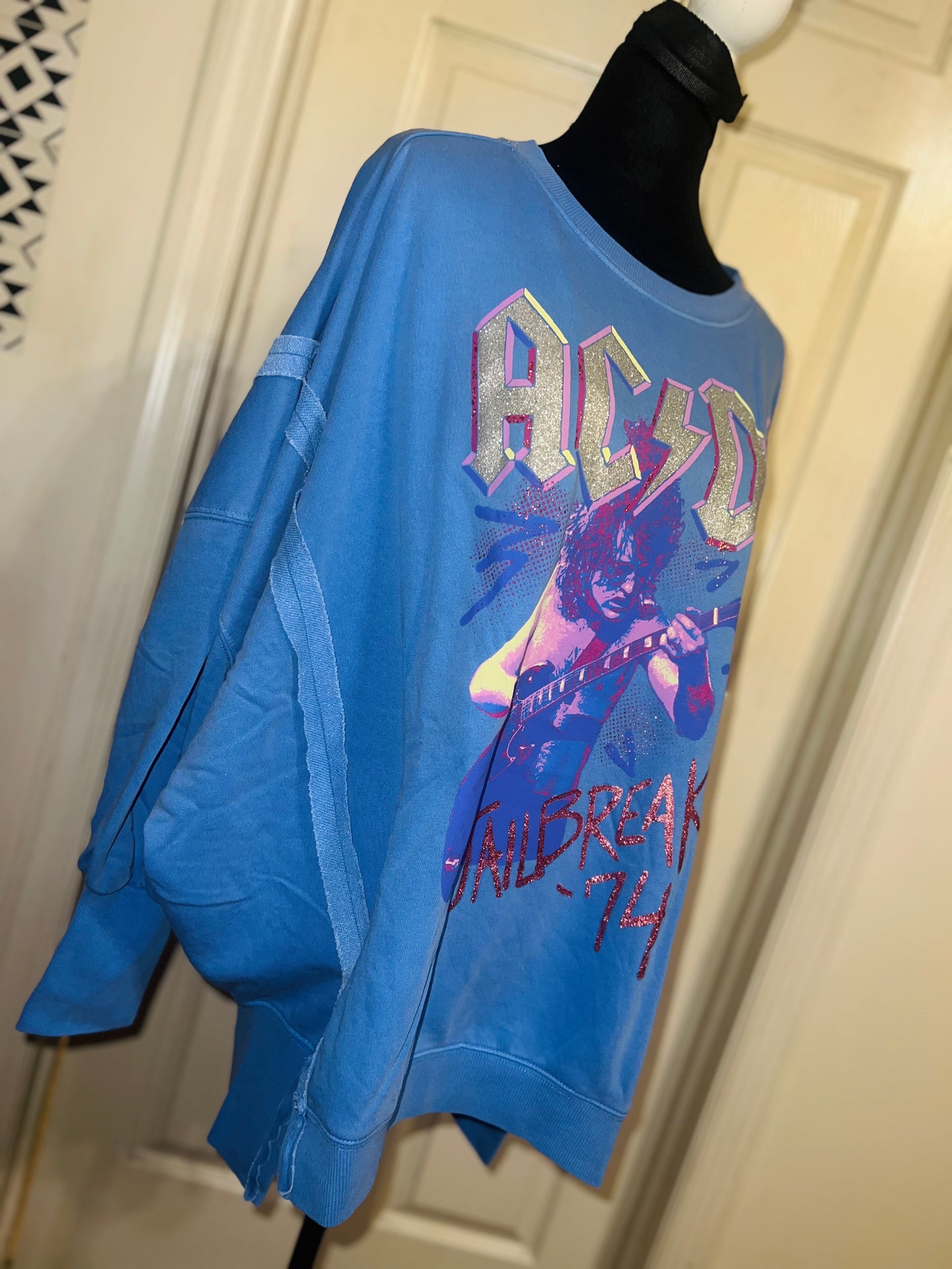 AC/DC Oversized Distressed Sweatshirt