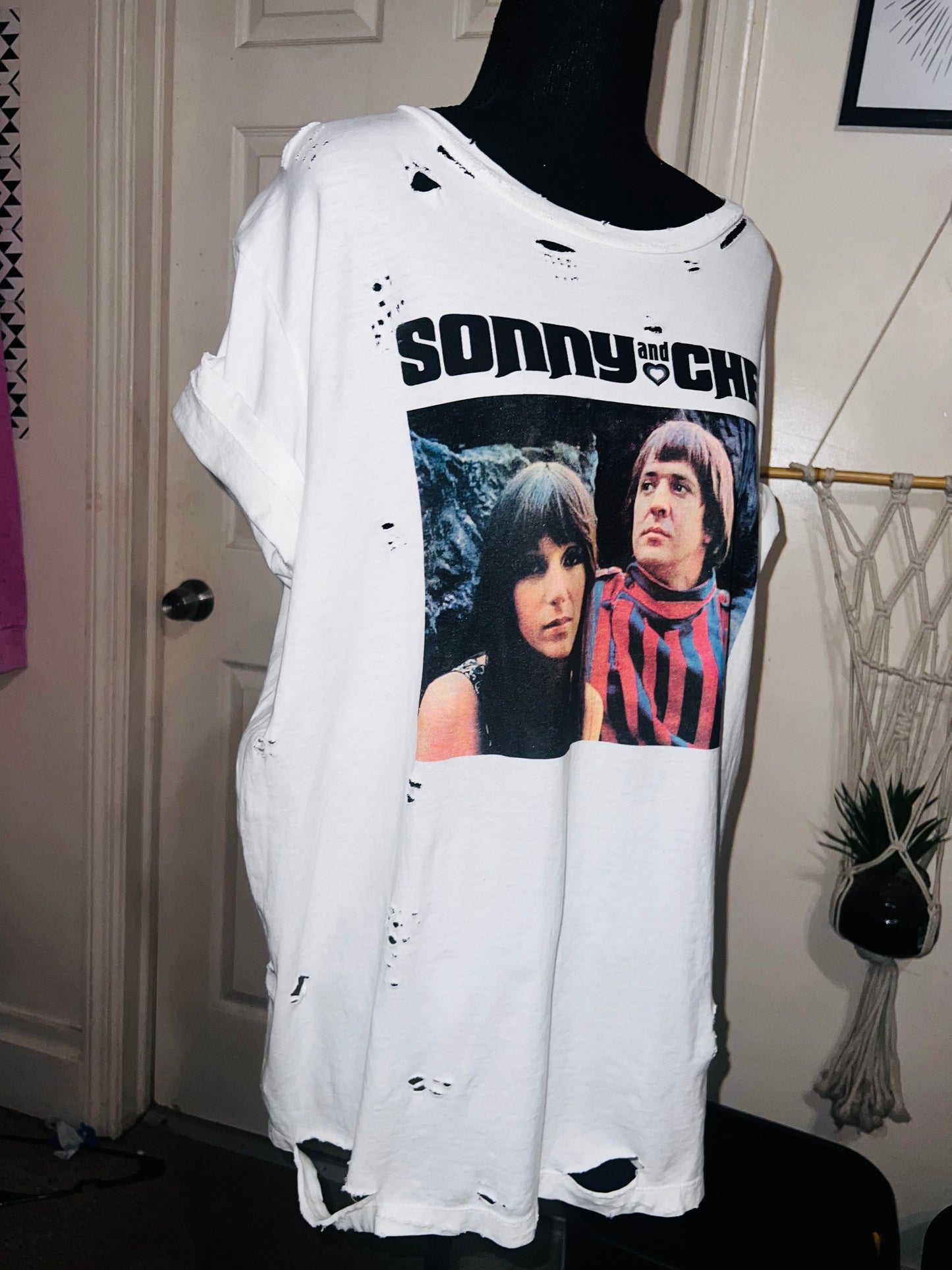 Sonny and Cher Oversized Distressed Tee