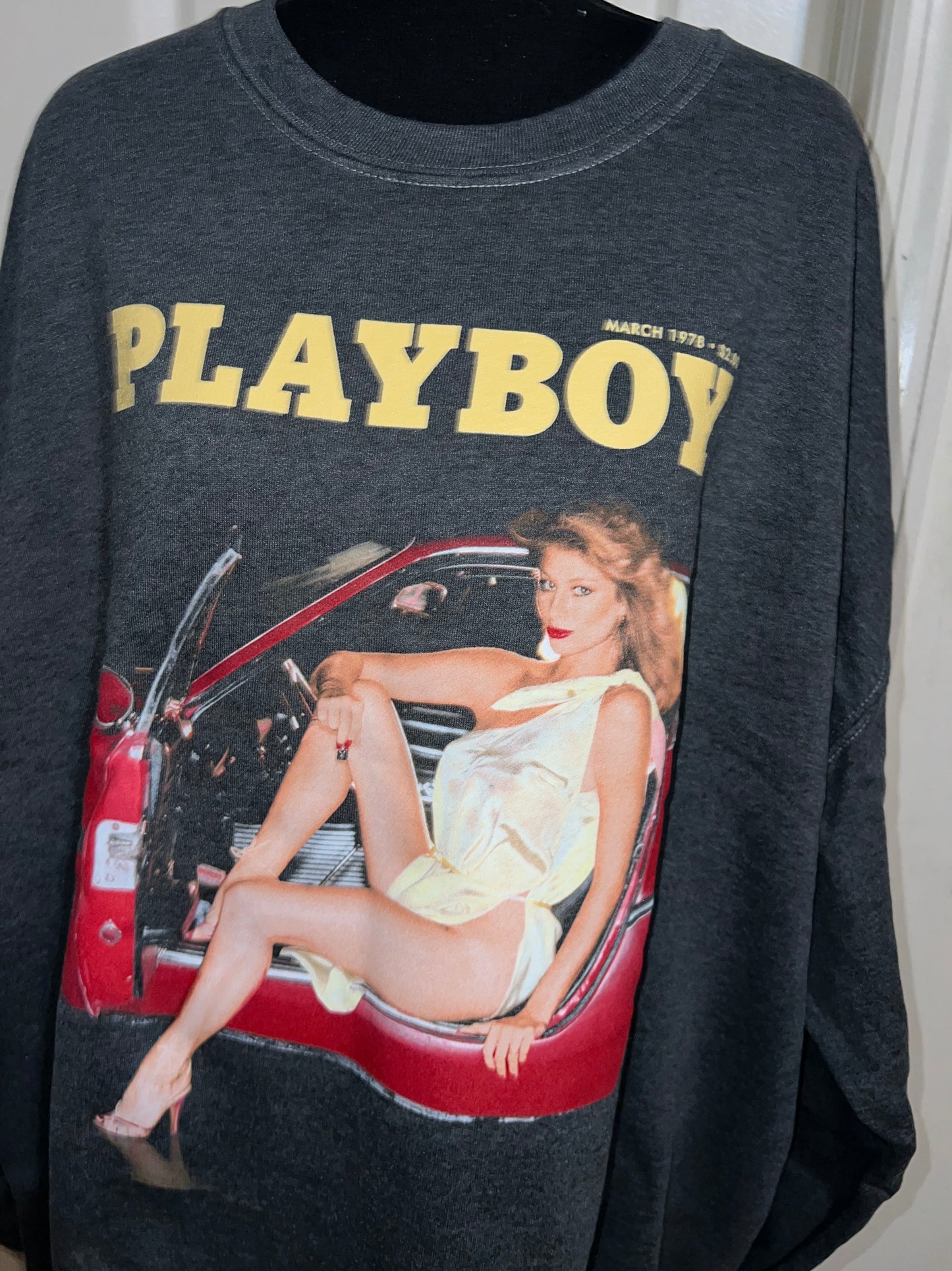 Playboy Magazine Oversized Distressed Sweatshirt