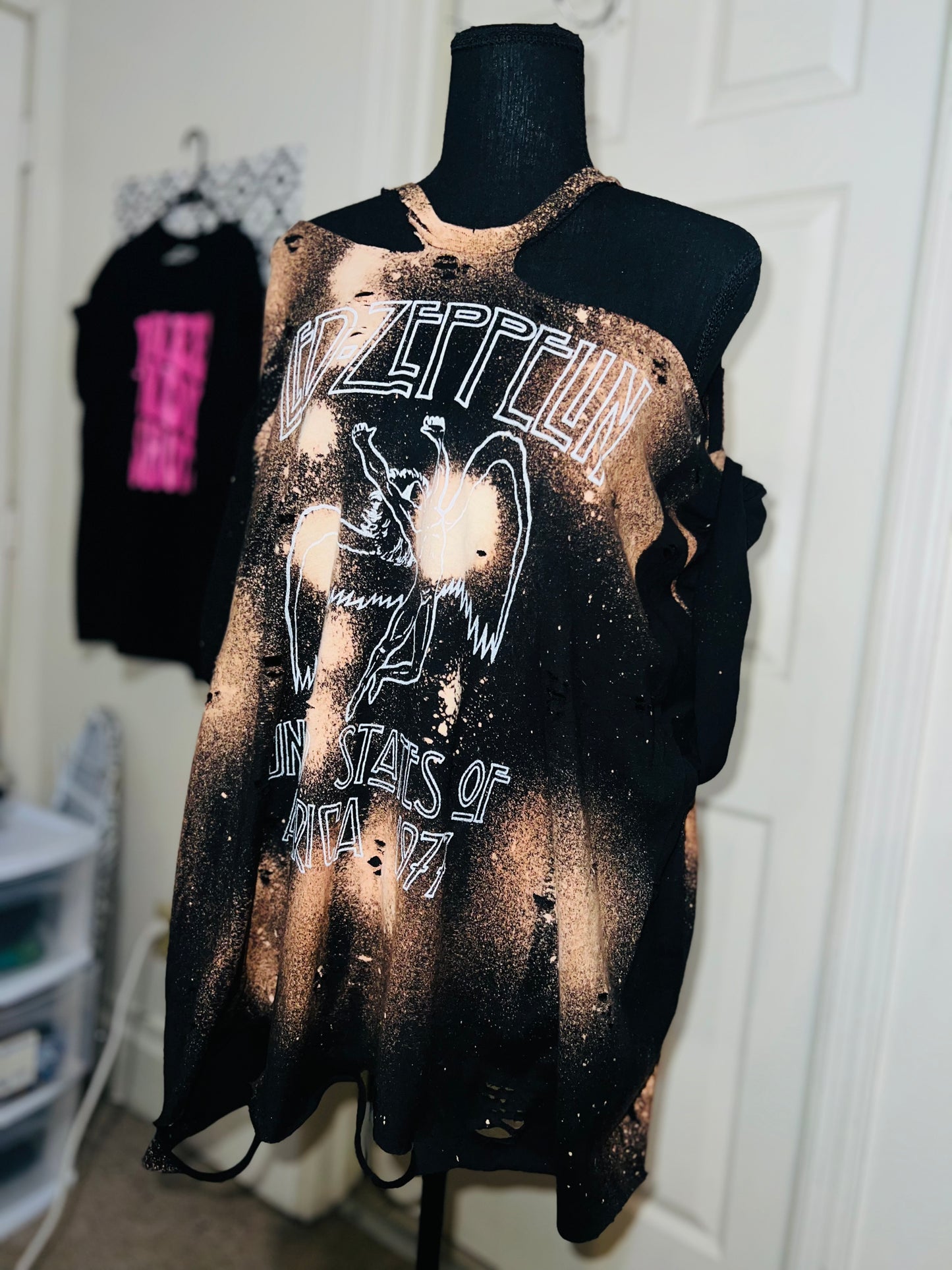 Led Zeppelin Bleached Oversized Distresed Tee