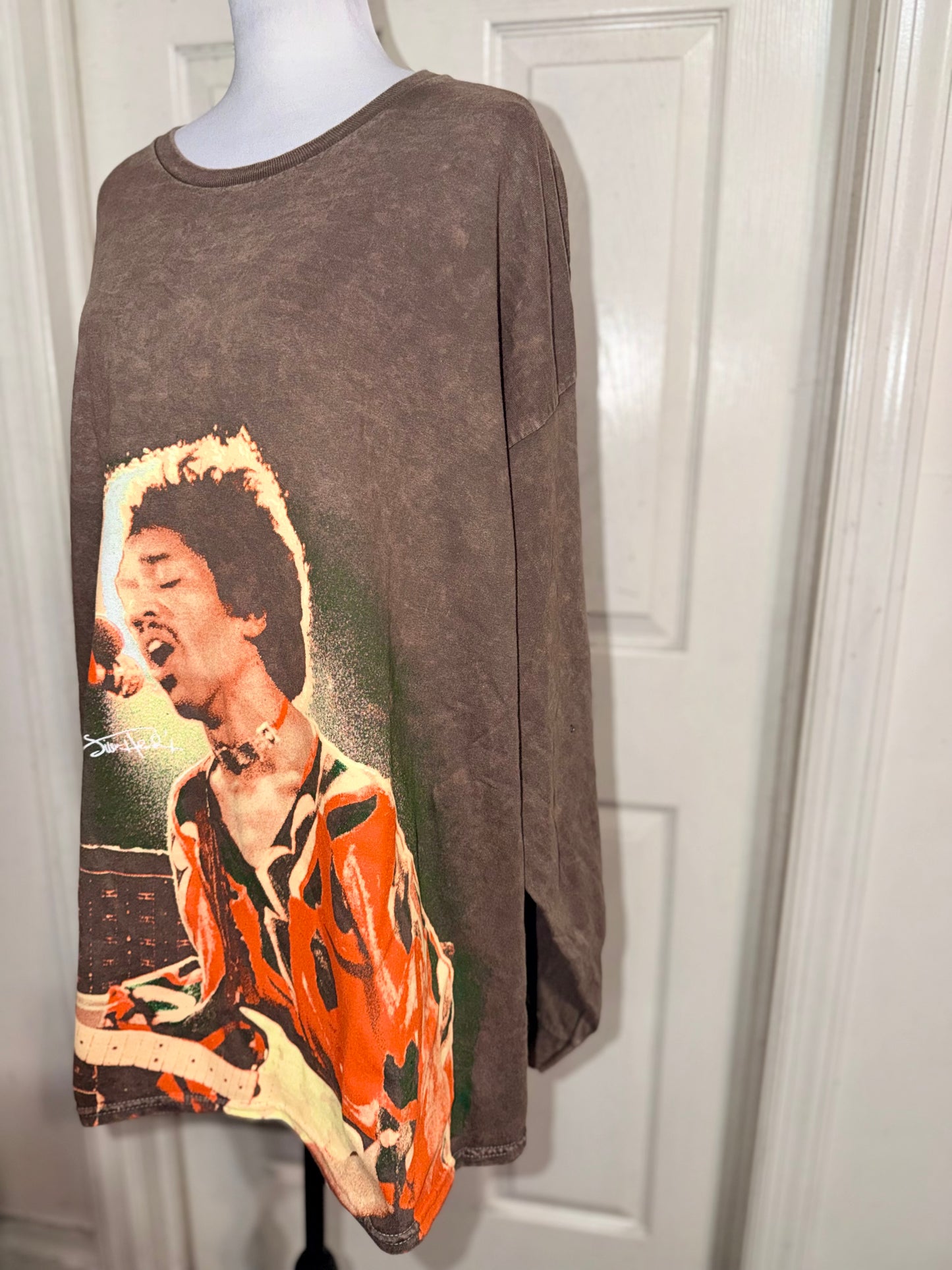 Jimi Hendrix Oversized Distressed Long Sleeve Tee