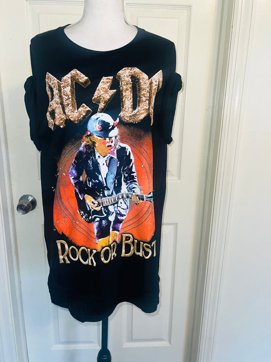 AC/DC Double Sided Oversized Distressed Tee