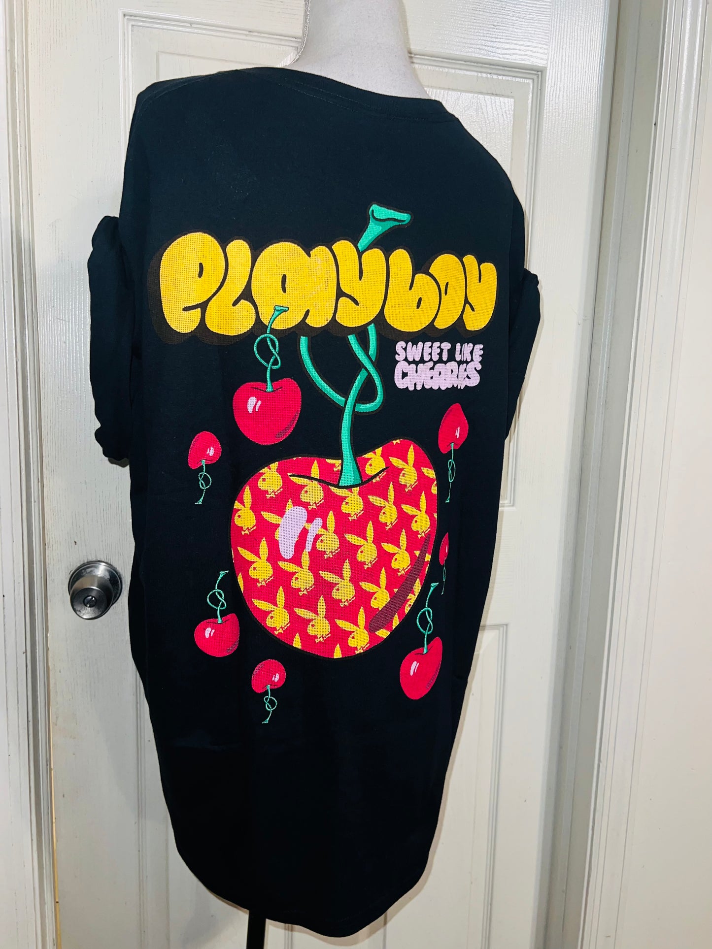 Playboy Cherry Double Sided Oversized Distressed Tee