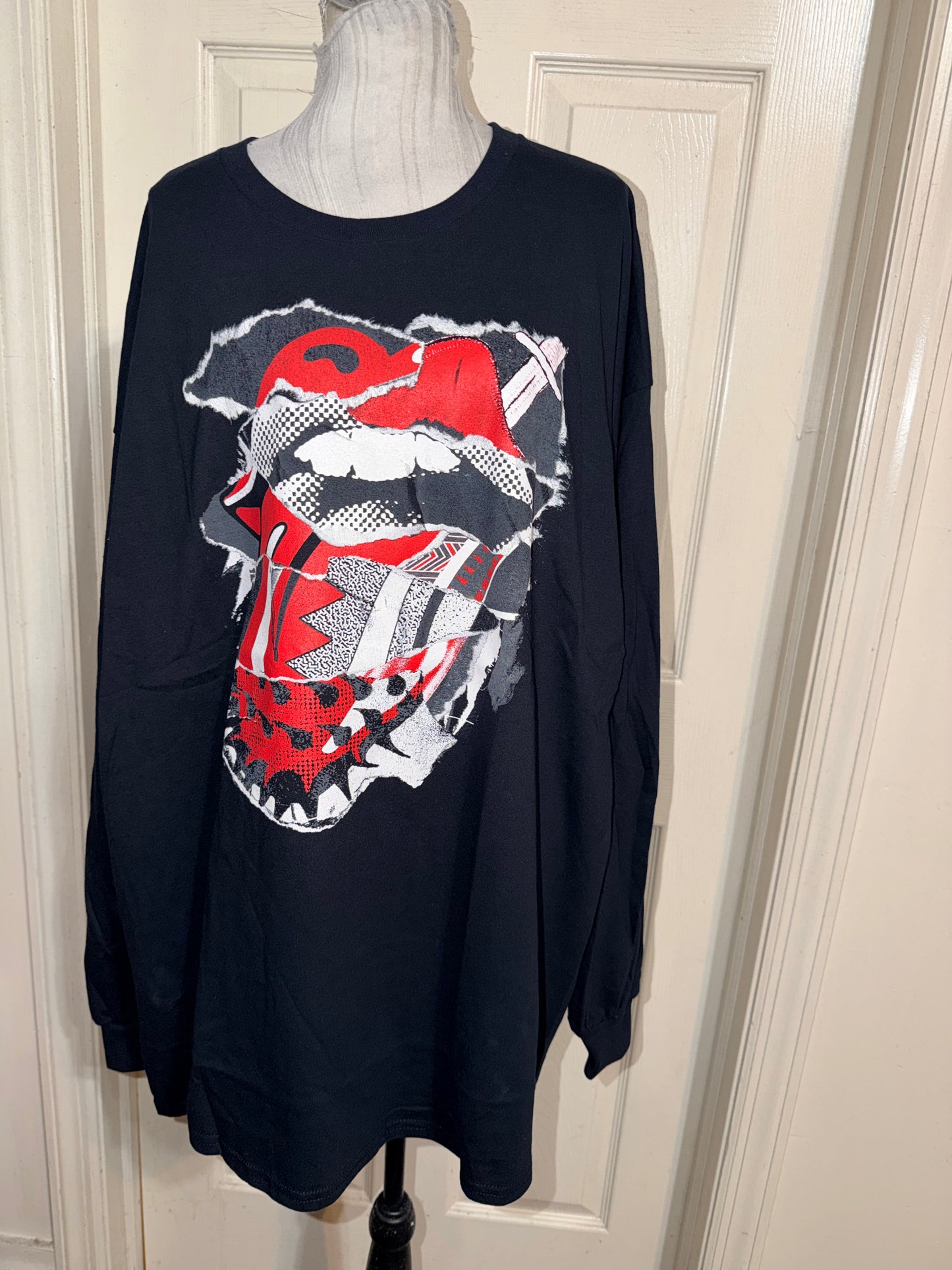 The Rolling Stones Oversized Distressed Long Sleeve Tee