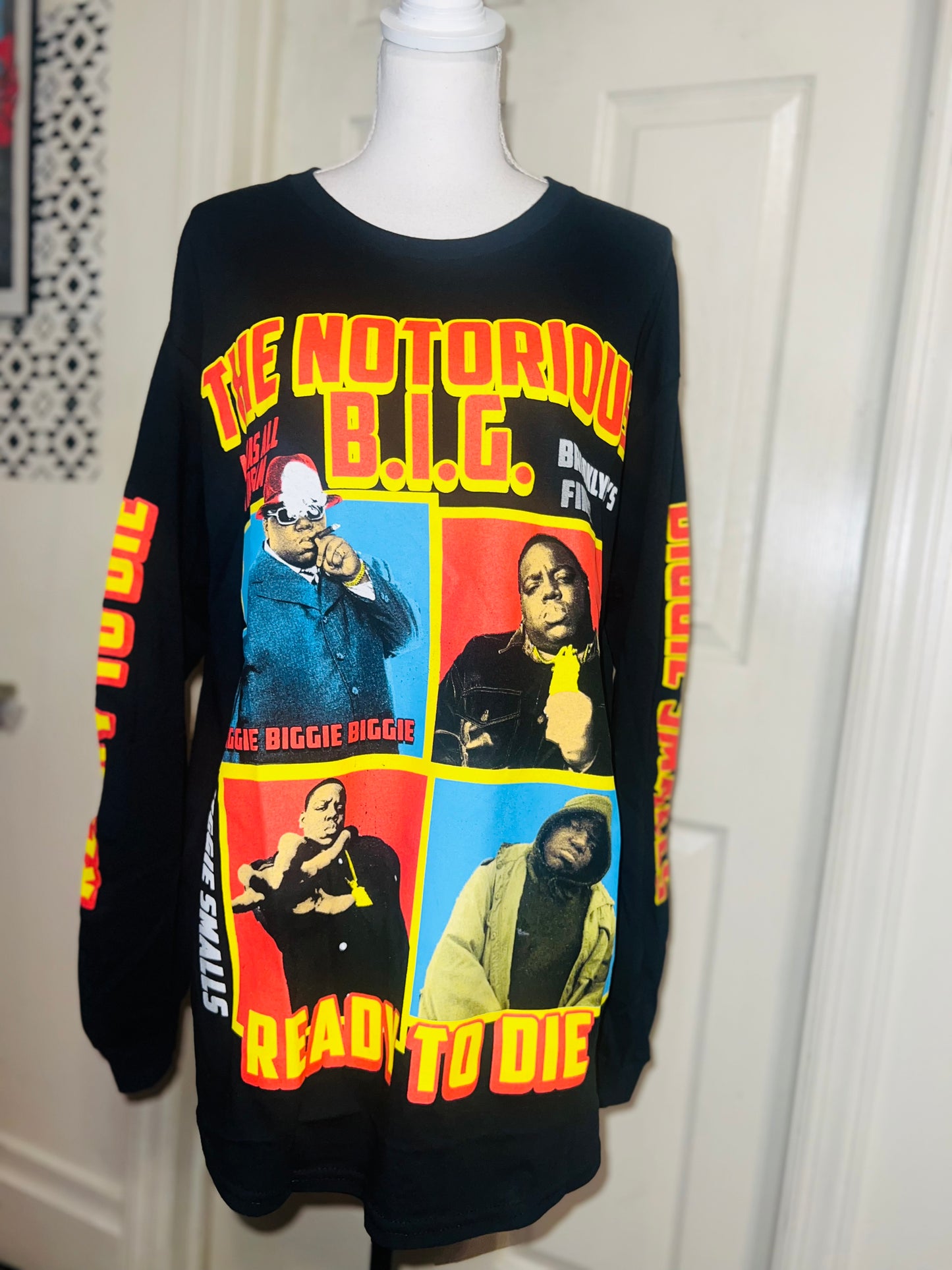 Notorious B.I.G. Oversized Distressed Long Sleeve Tee