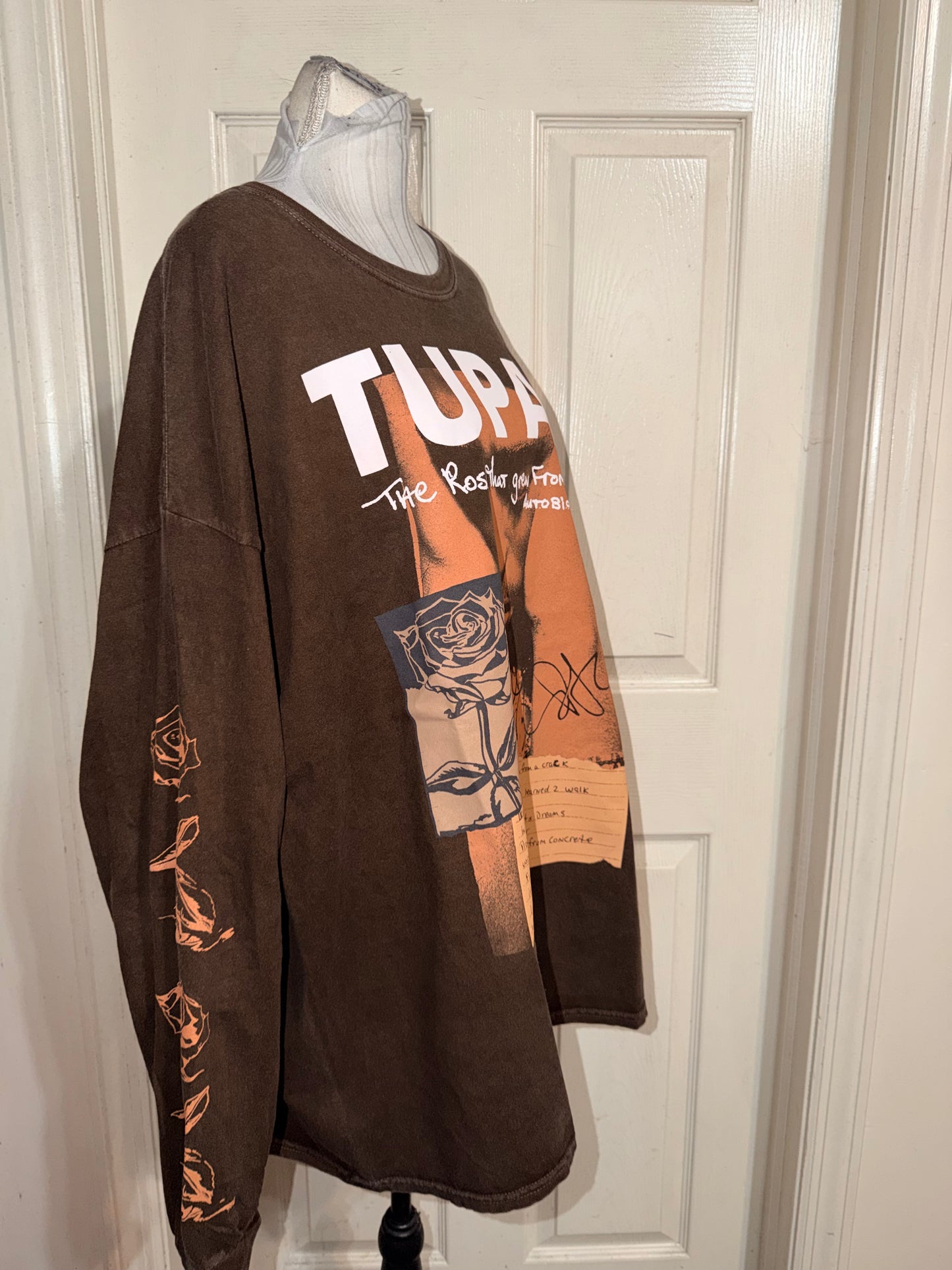 Tupac Oversized Distressed Long Sleeve Tee