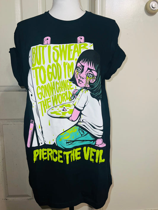 Pierce the Veil Oversized Distressed Tee