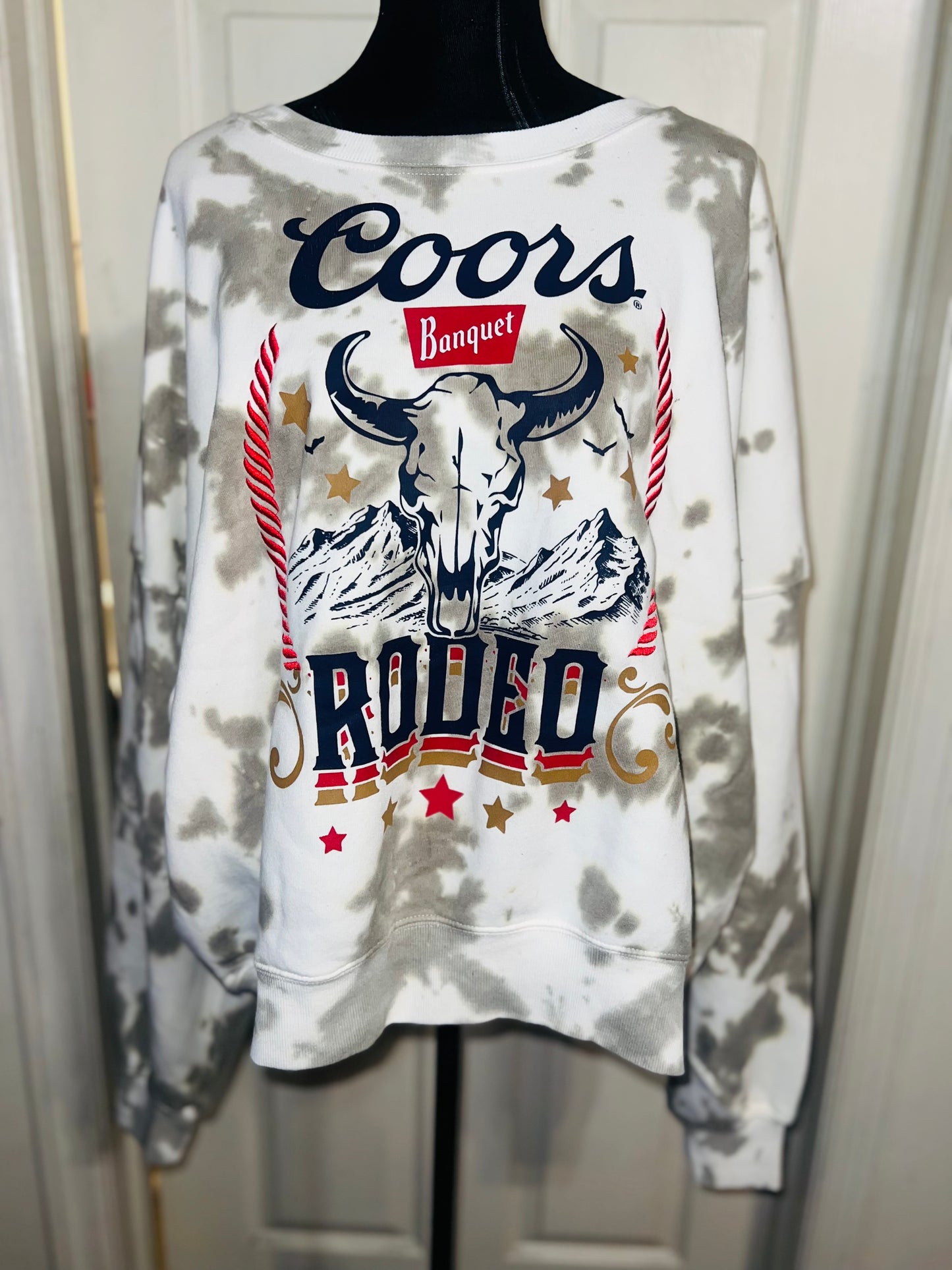 Coors Banquet Rodeo Oversized Distressed Sweatshirt
