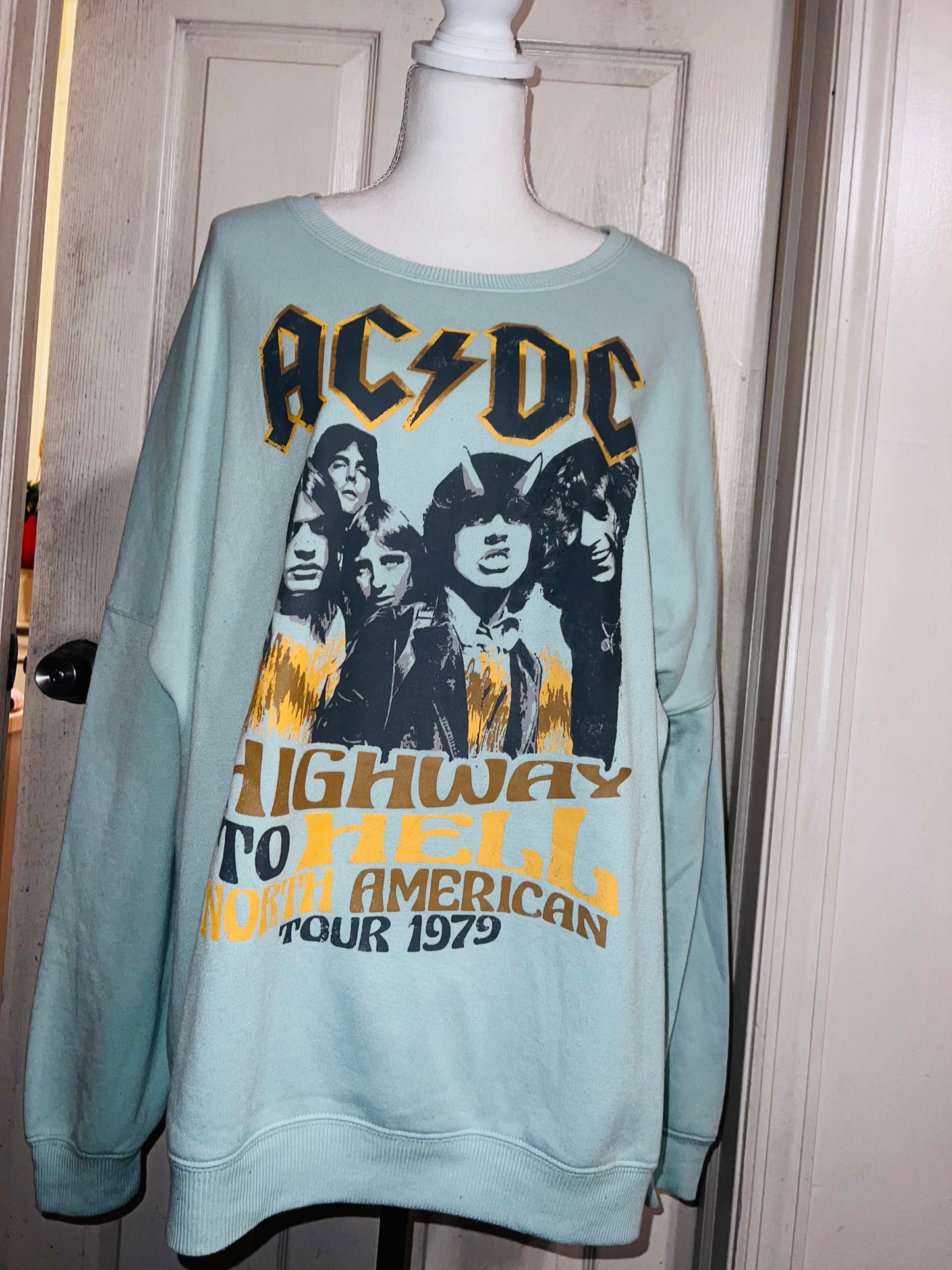 AC/DC Oversized Distressed Sweatshirt