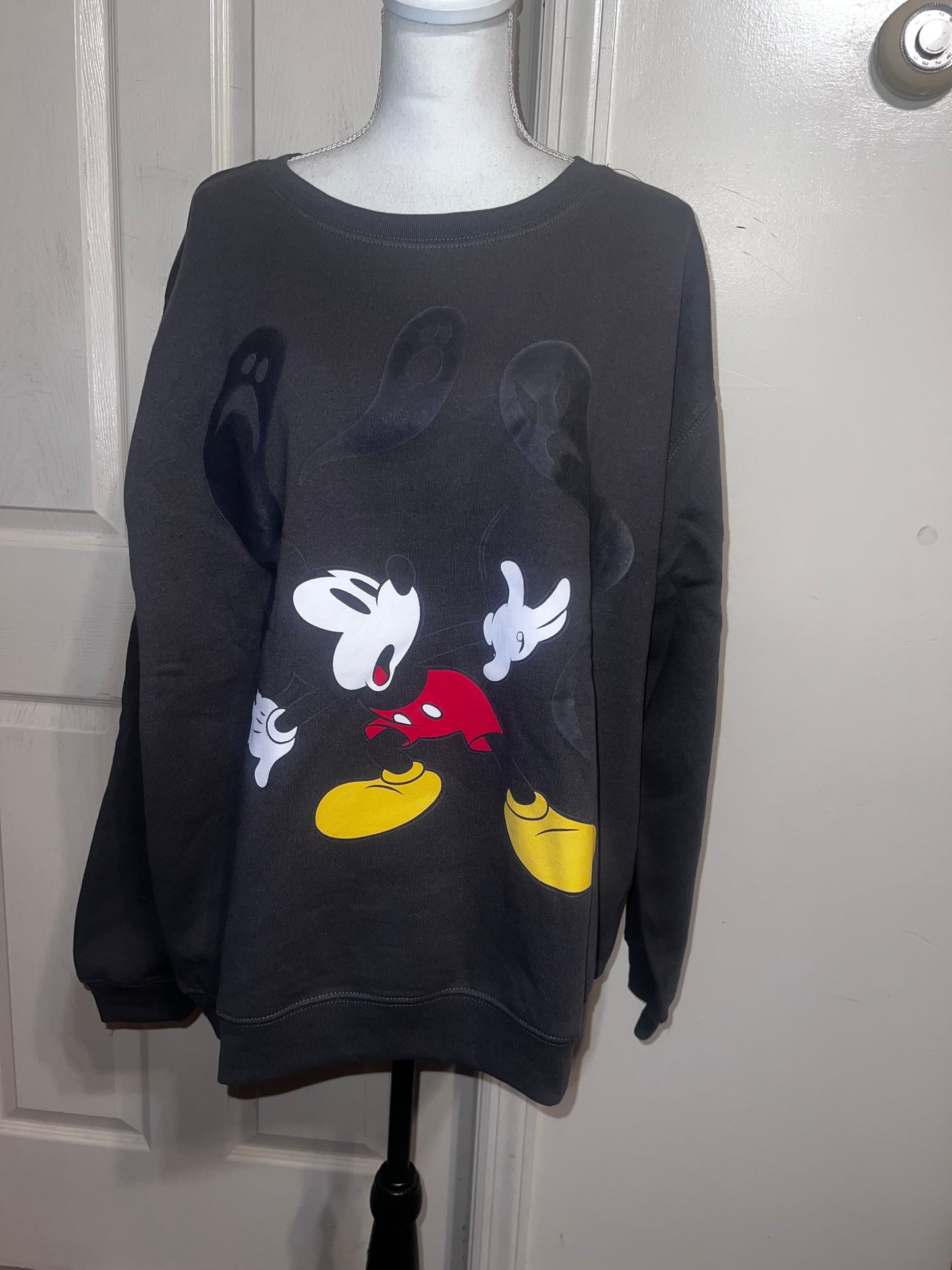 Mickey Mouse Halloween Oversized Distressed Sweatshirt