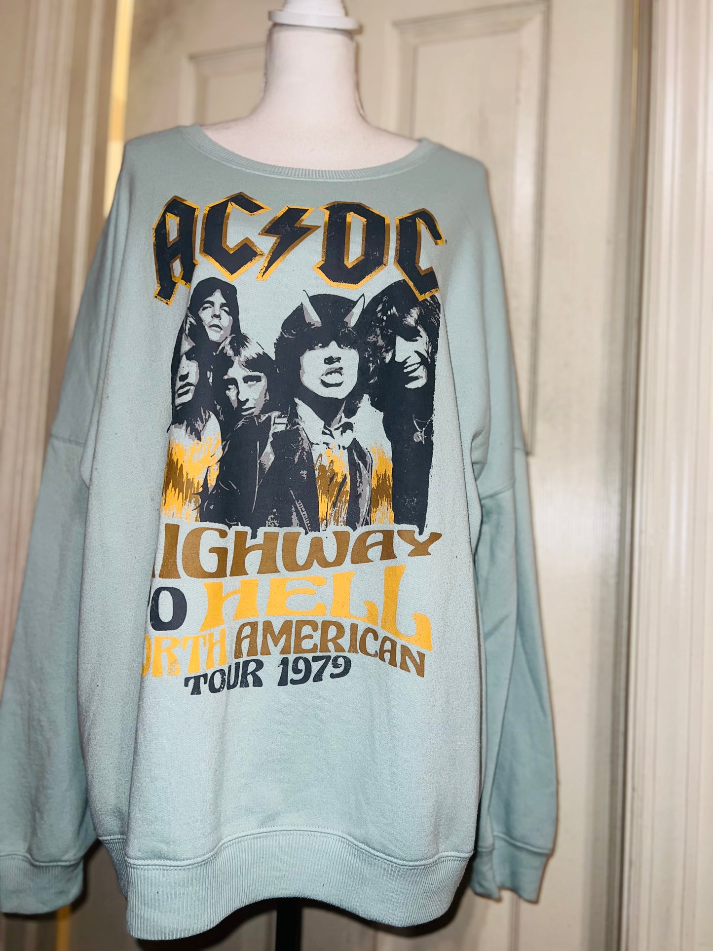 AC/DC Oversized Distressed Sweatshirt