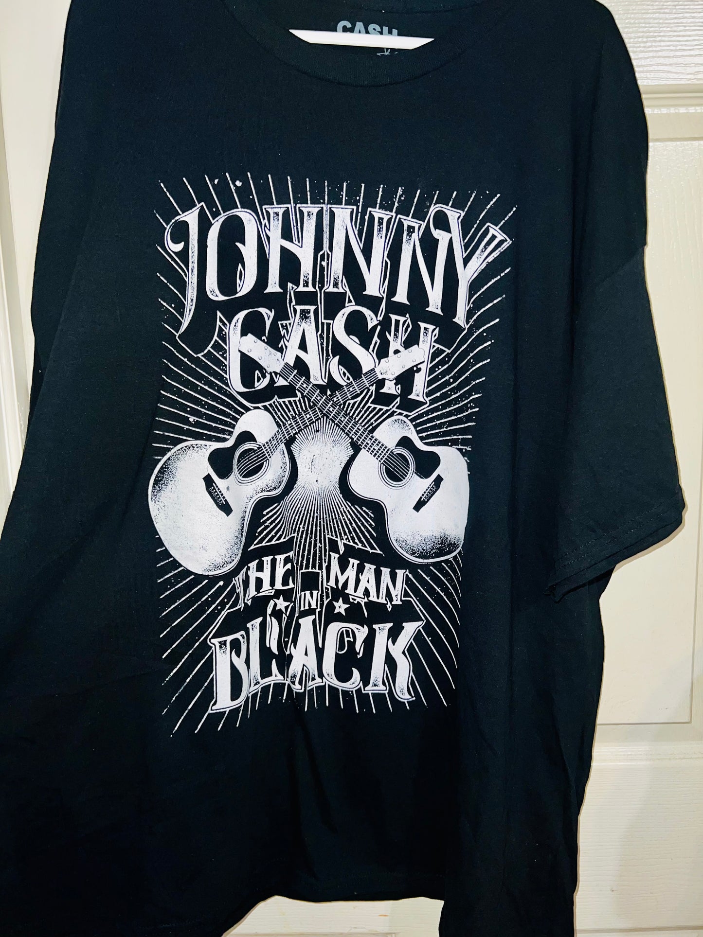 Johnny Cash “Man in Black” OS Distressed Tee