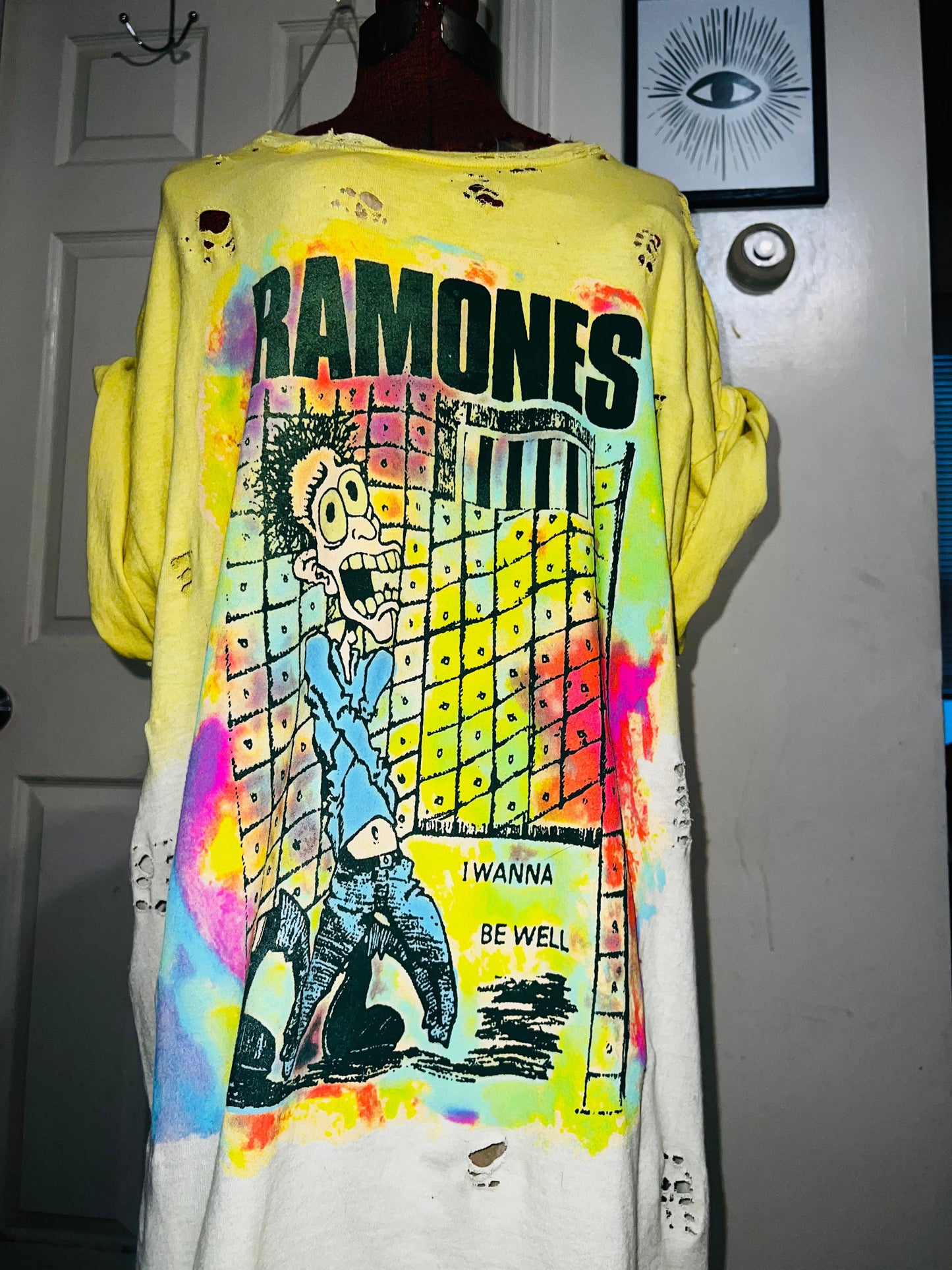 Ramones Tie Dye Double Sided Oversized Distressed Tee