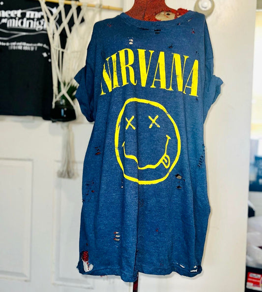 Nirvana Distressed Oversized Tee