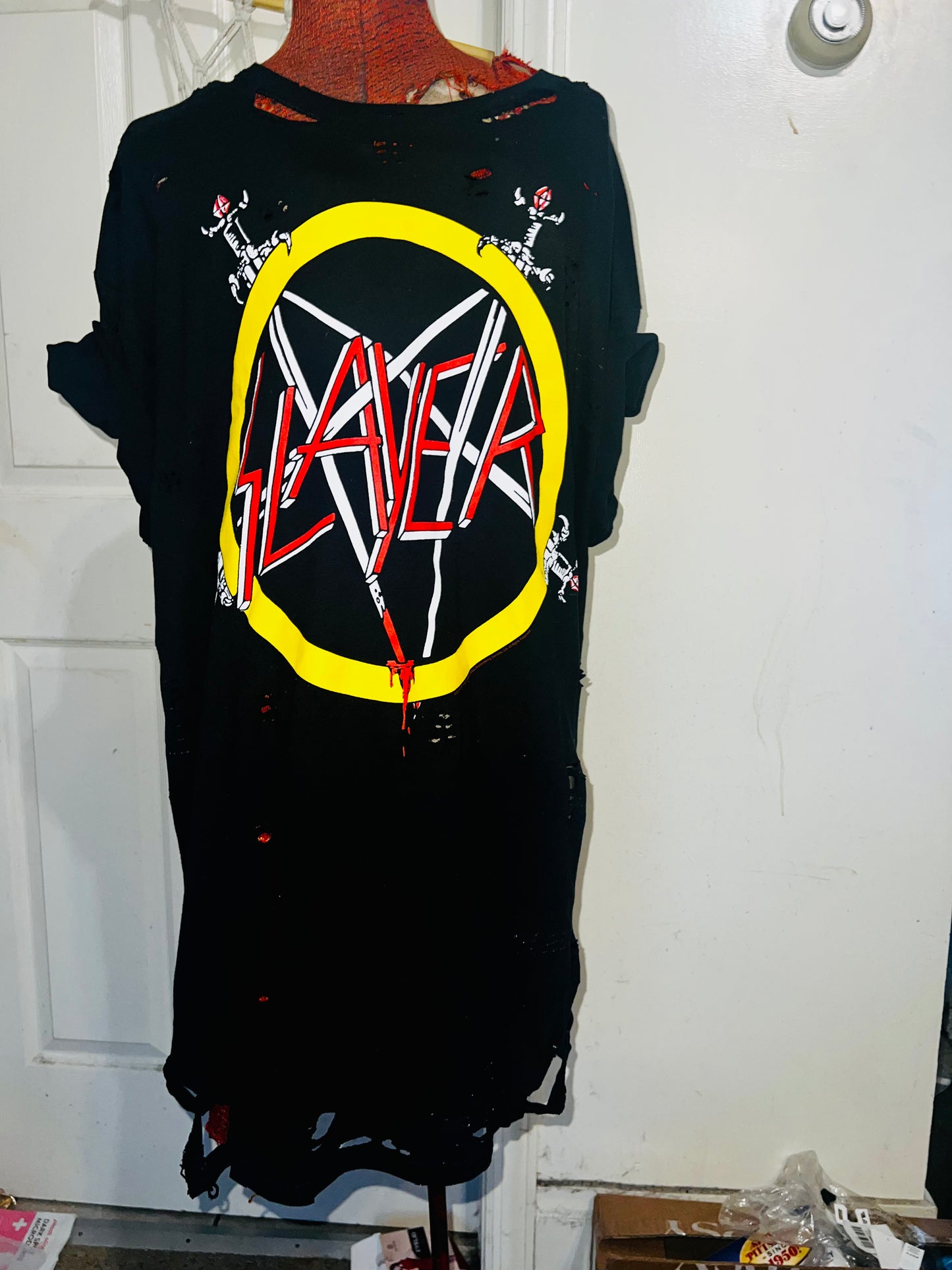 Slayer Distressed Oversized Double-Sided Tee