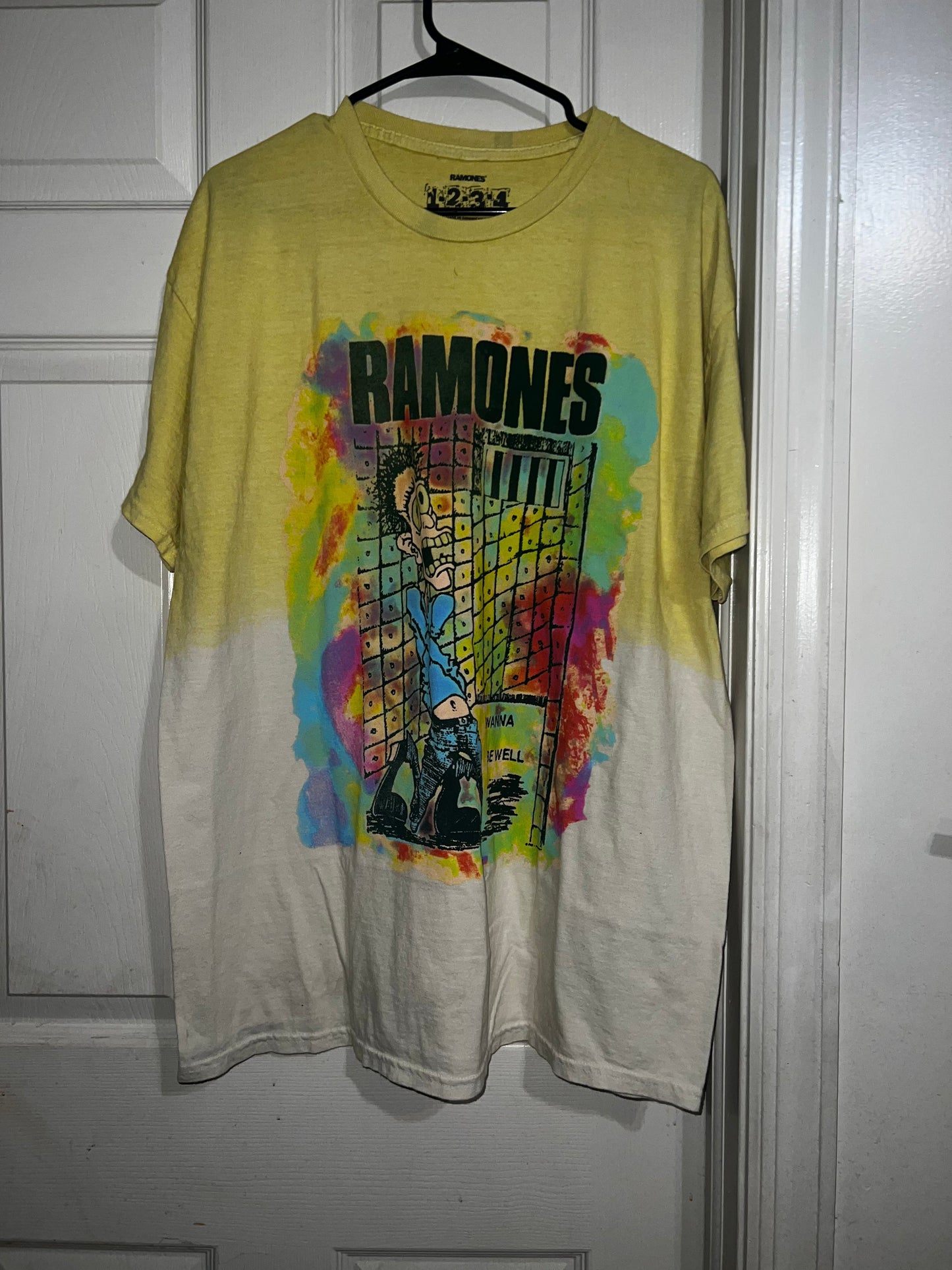 Ramones Tie Dye Double Sided Oversized Distressed Tee