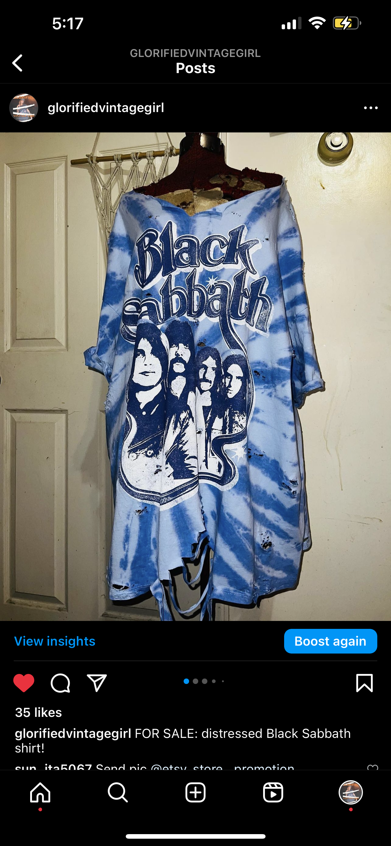 Distressed Oversized Black Sabbath Purple Tie Die shirt