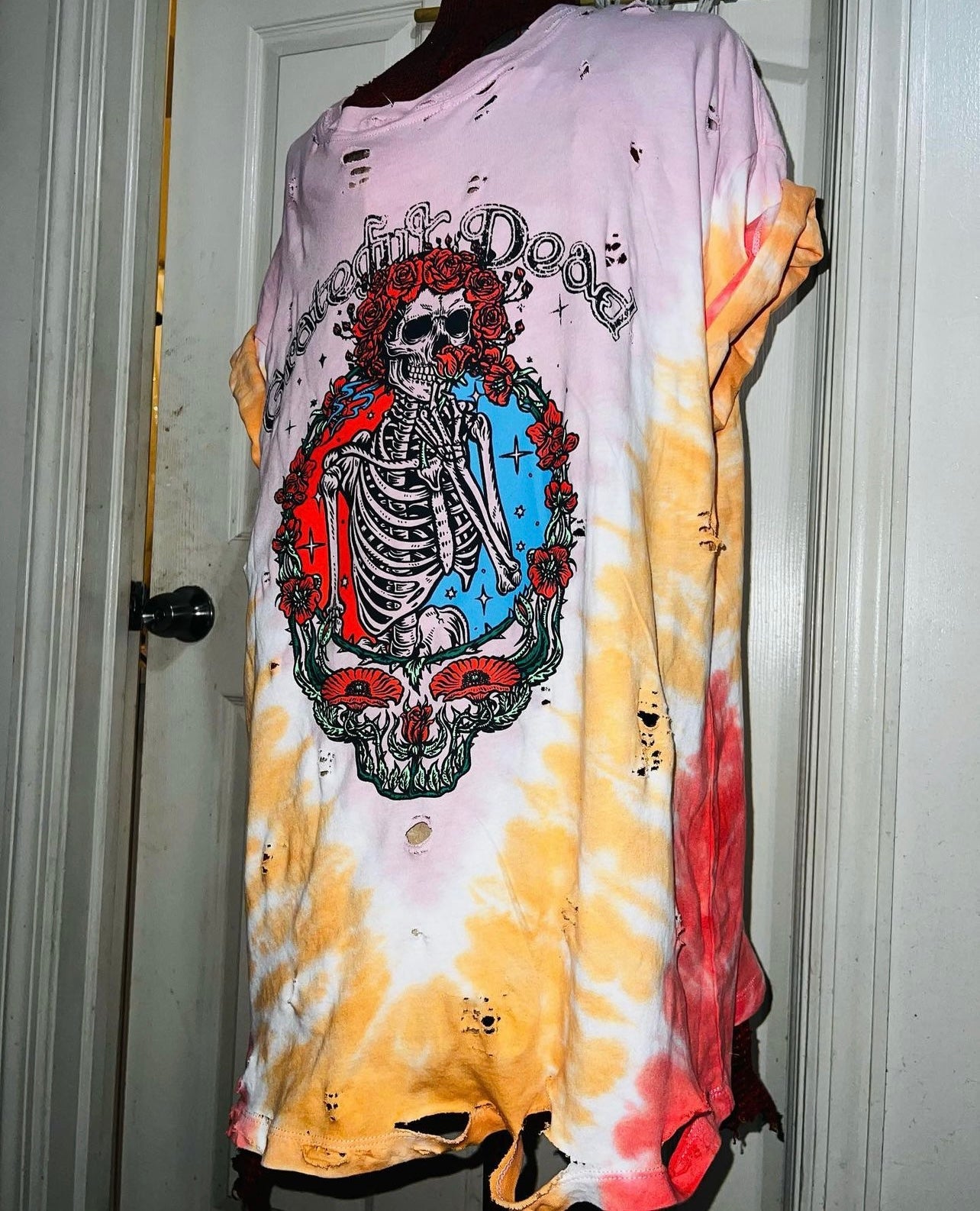 Tie Dye Grateful Dead Oversized Distressed Tee (customizable)