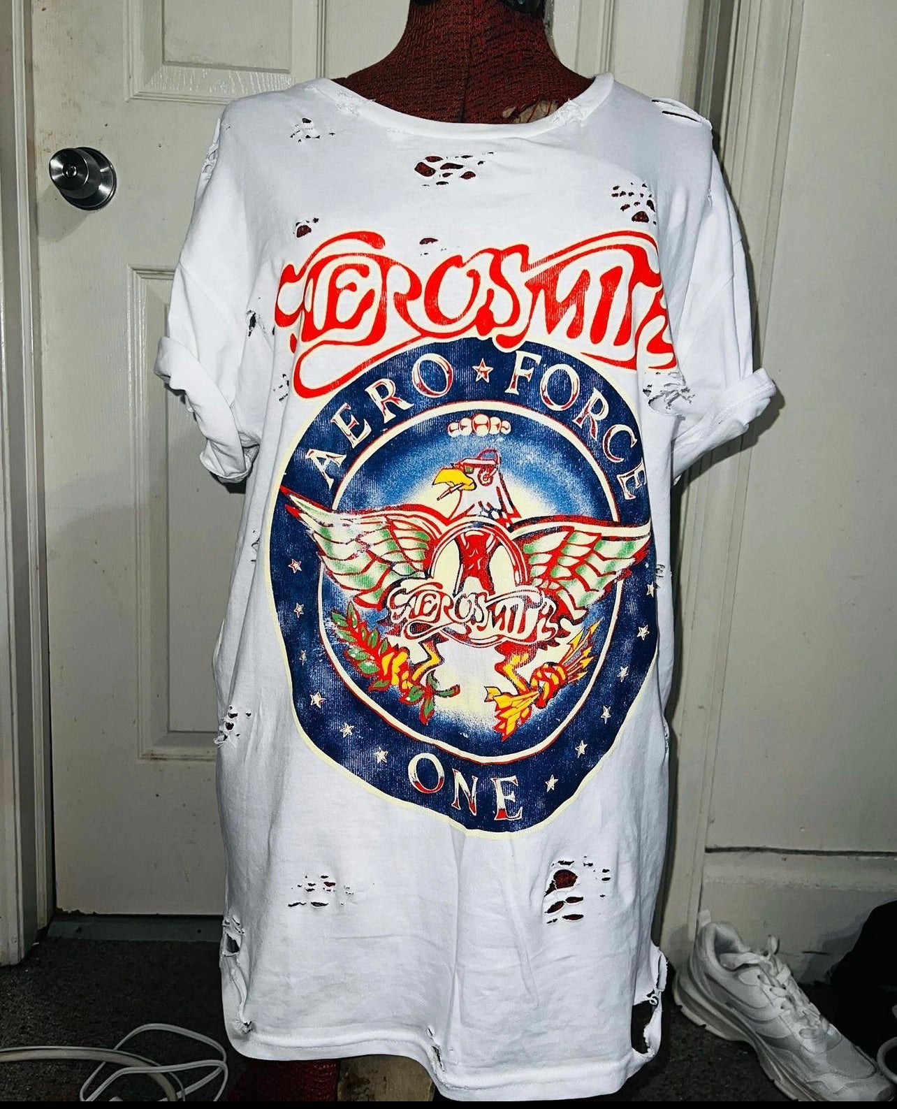 Aerosmith “Aero Force One” Oversized Distressed Tee