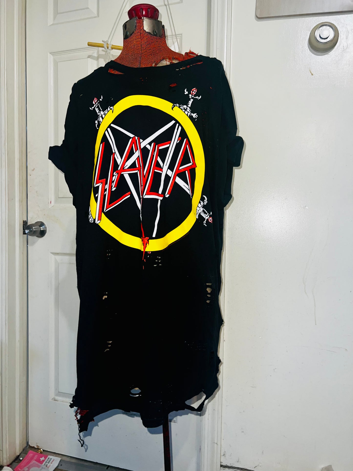 Slayer Distressed Oversized Double-Sided Tee