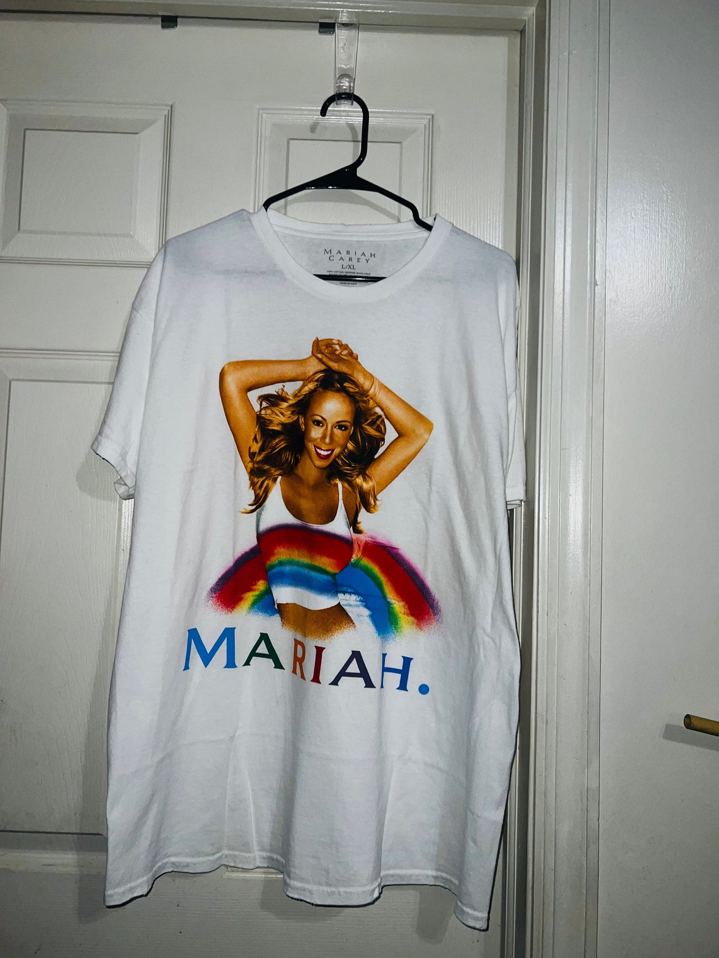 Mariah Carey Rainbow Oversized Distressed Tee