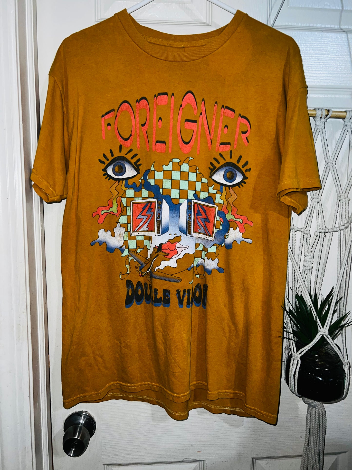 Foreigner “Double Vision” Oversized Distressed Tee