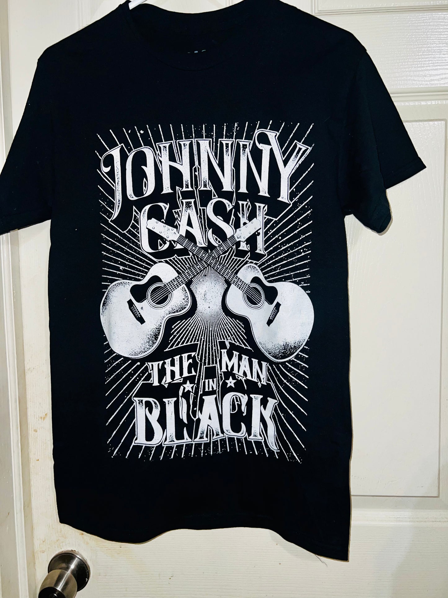 Johnny Cash “Man in Black” OS Distressed Tee