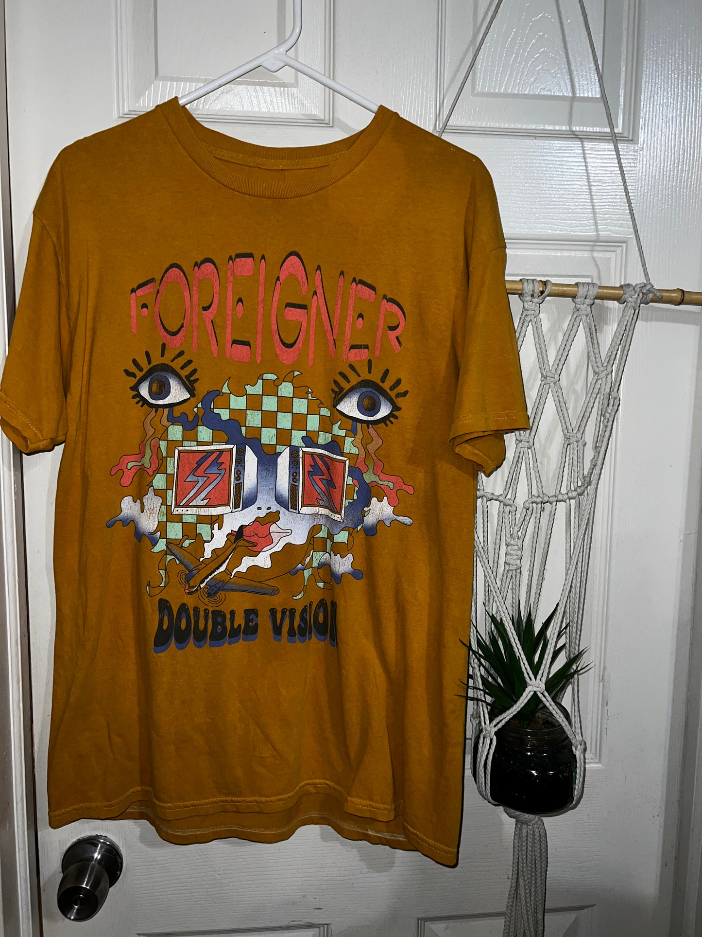 Foreigner “Double Vision” Oversized Distressed Tee