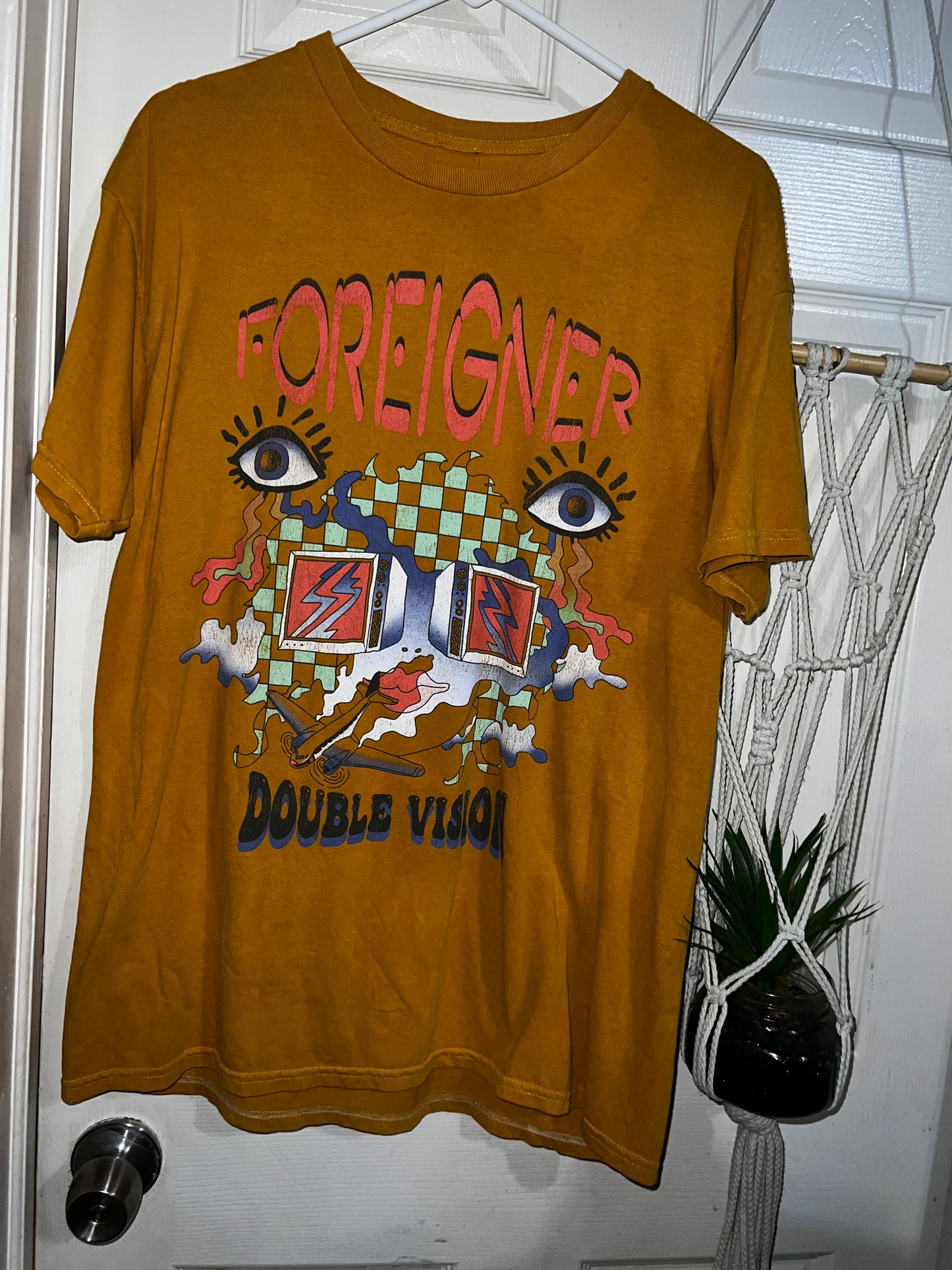 Foreigner “Double Vision” Oversized Distressed Tee