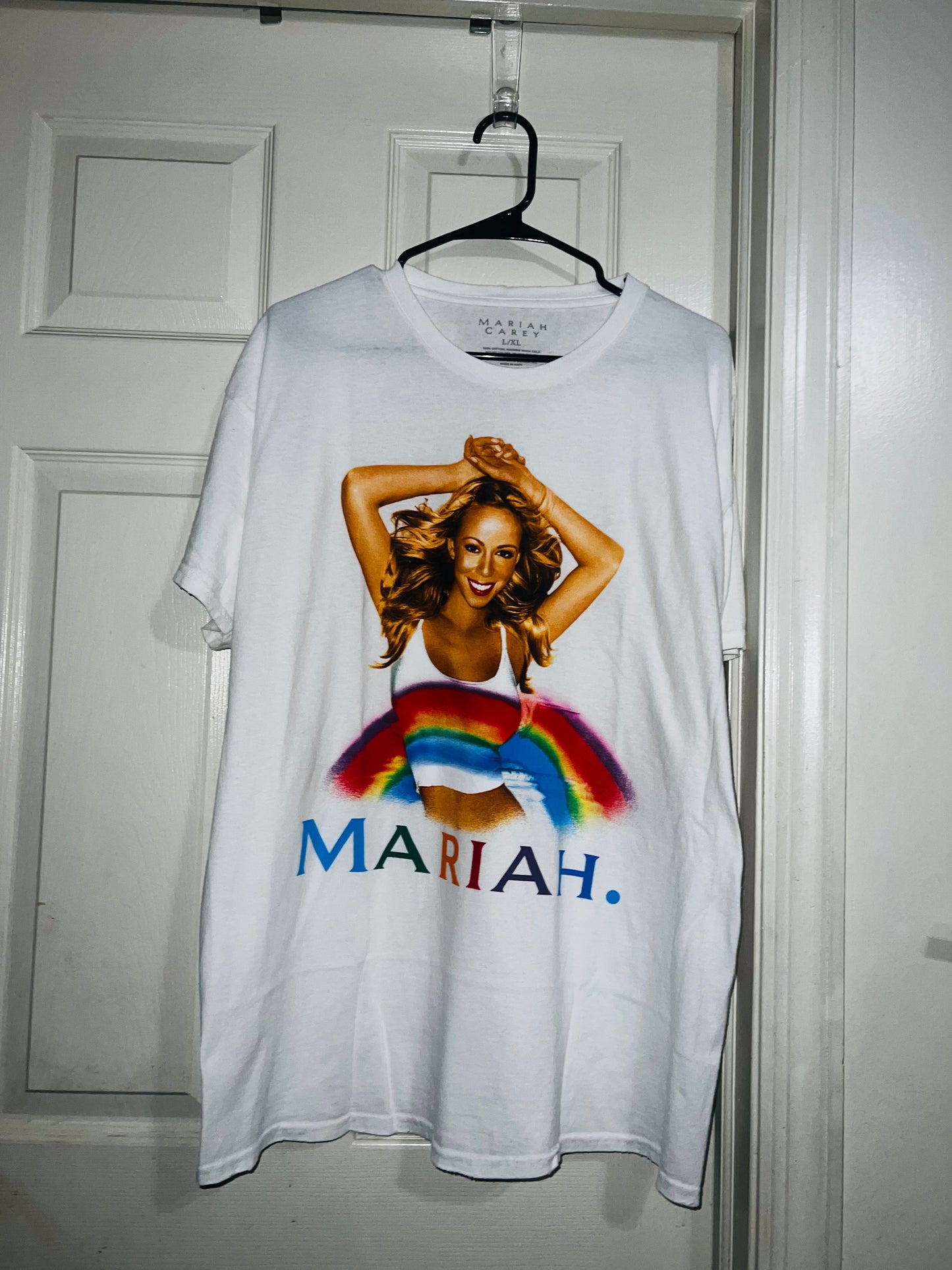 Mariah Carey Rainbow Oversized Distressed Tee