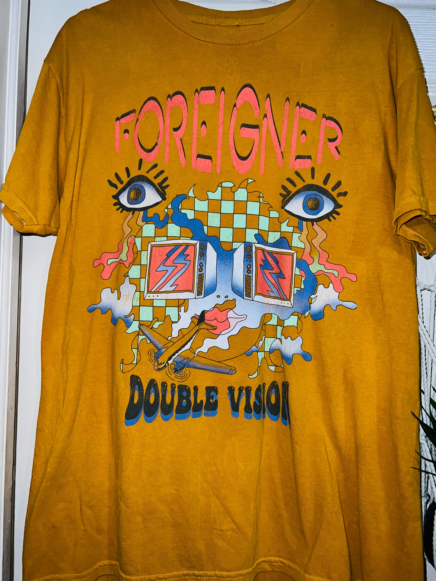 Foreigner “Double Vision” Oversized Distressed Tee