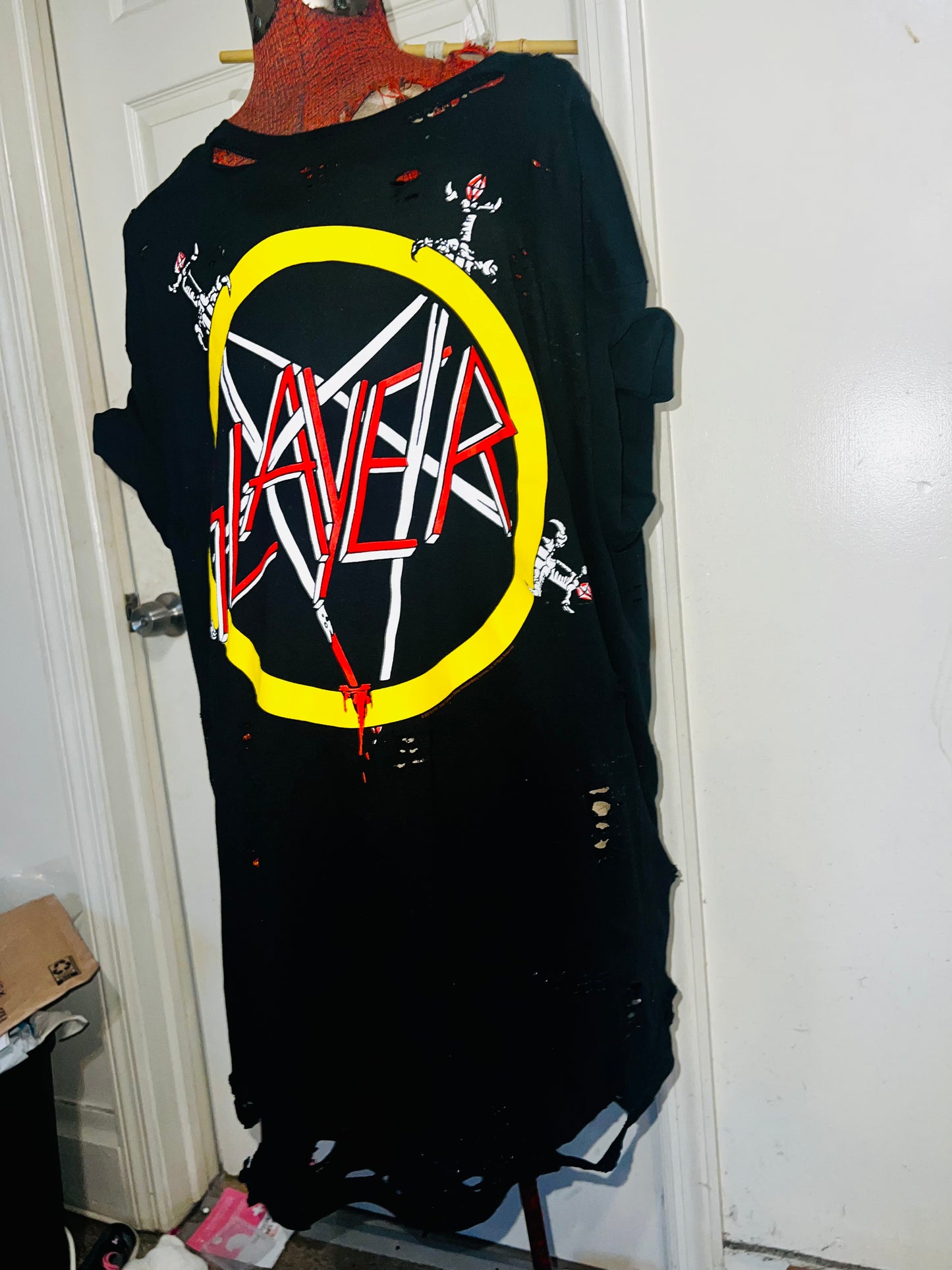 Slayer Distressed Oversized Double-Sided Tee