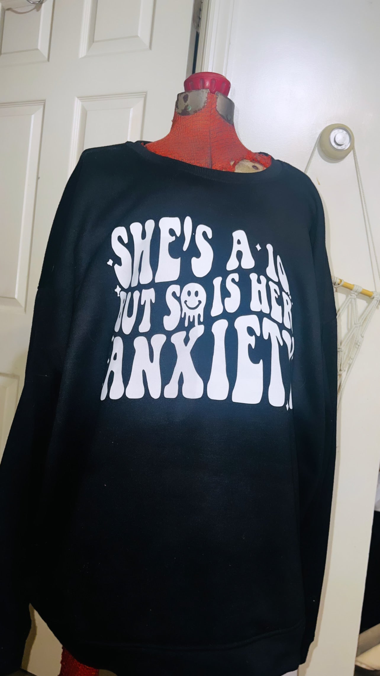 “Anxiety is a 10” Oversized Distressed Shirt