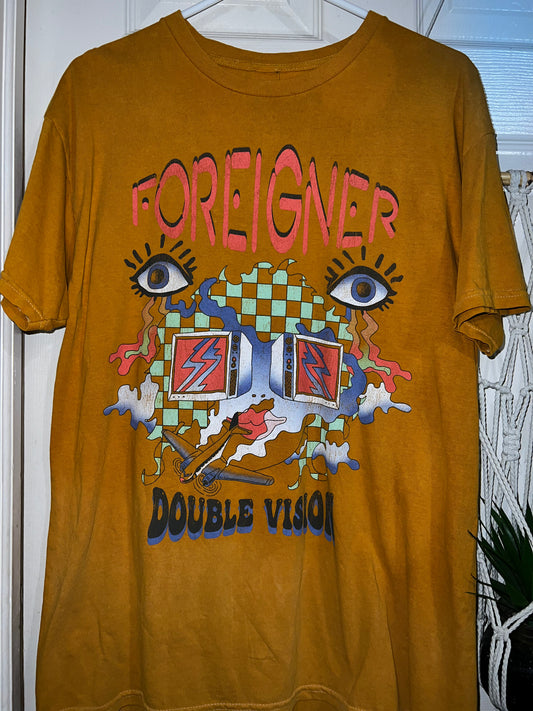 Foreigner “Double Vision” Oversized Distressed Tee