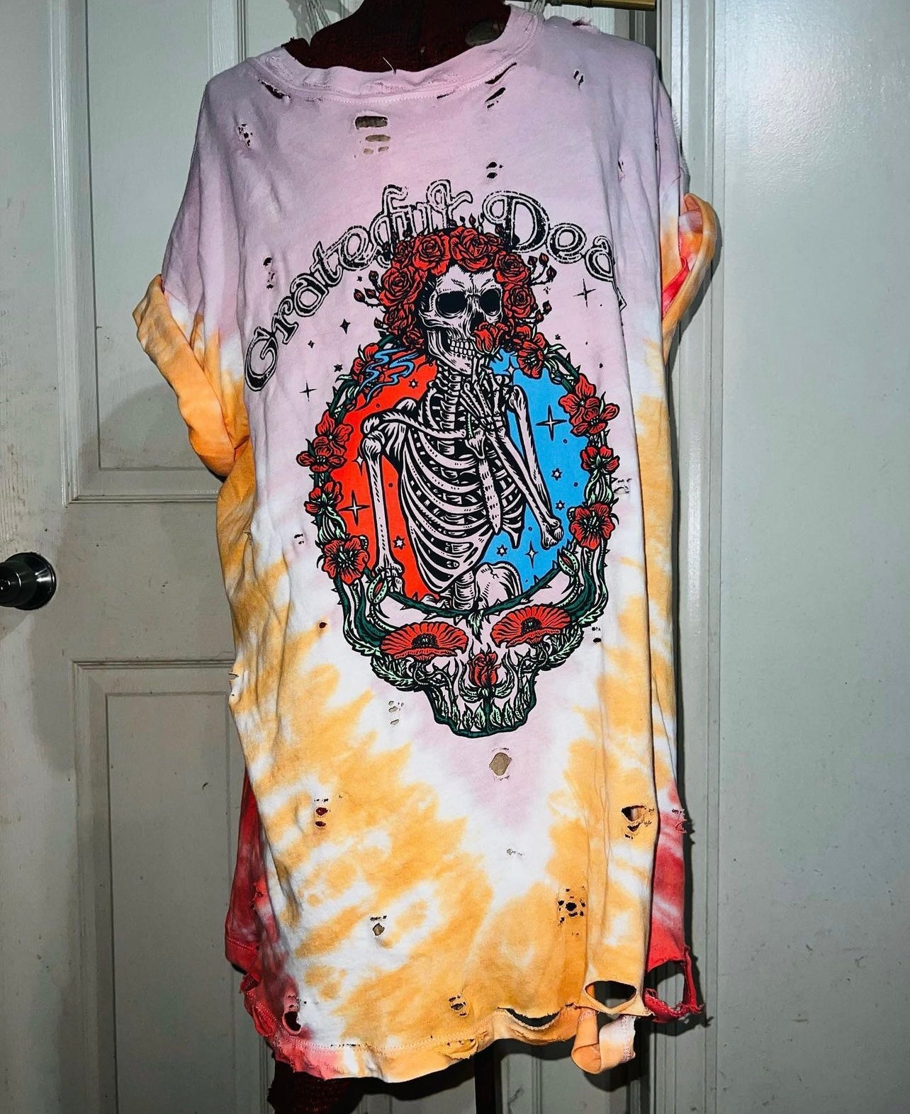 Tie Dye Grateful Dead Oversized Distressed Tee (customizable)