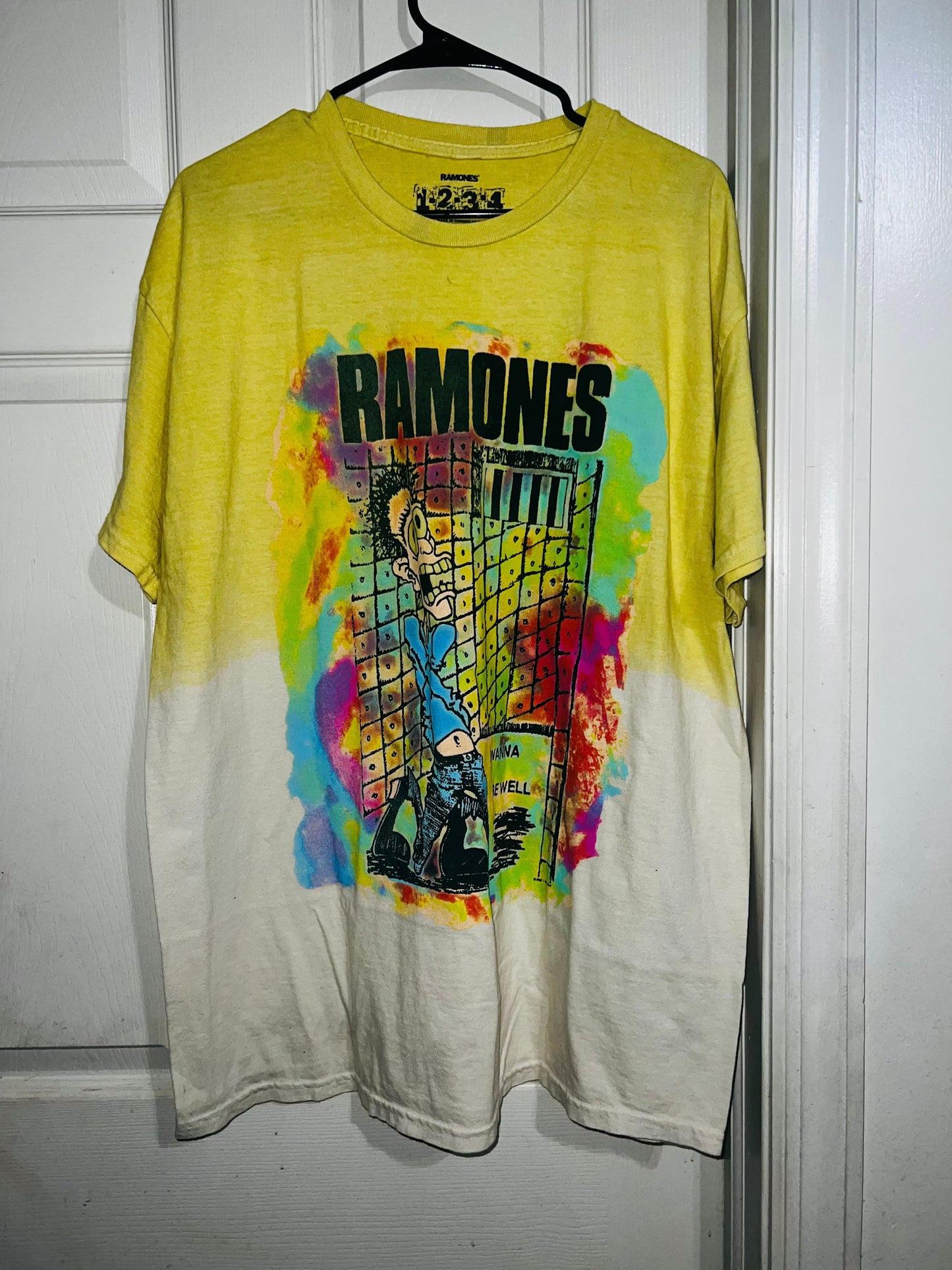 Ramones Tie Dye Double Sided Oversized Distressed Tee