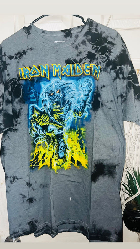 Iron Maiden Tie Dyed Distressed Oversized Tee