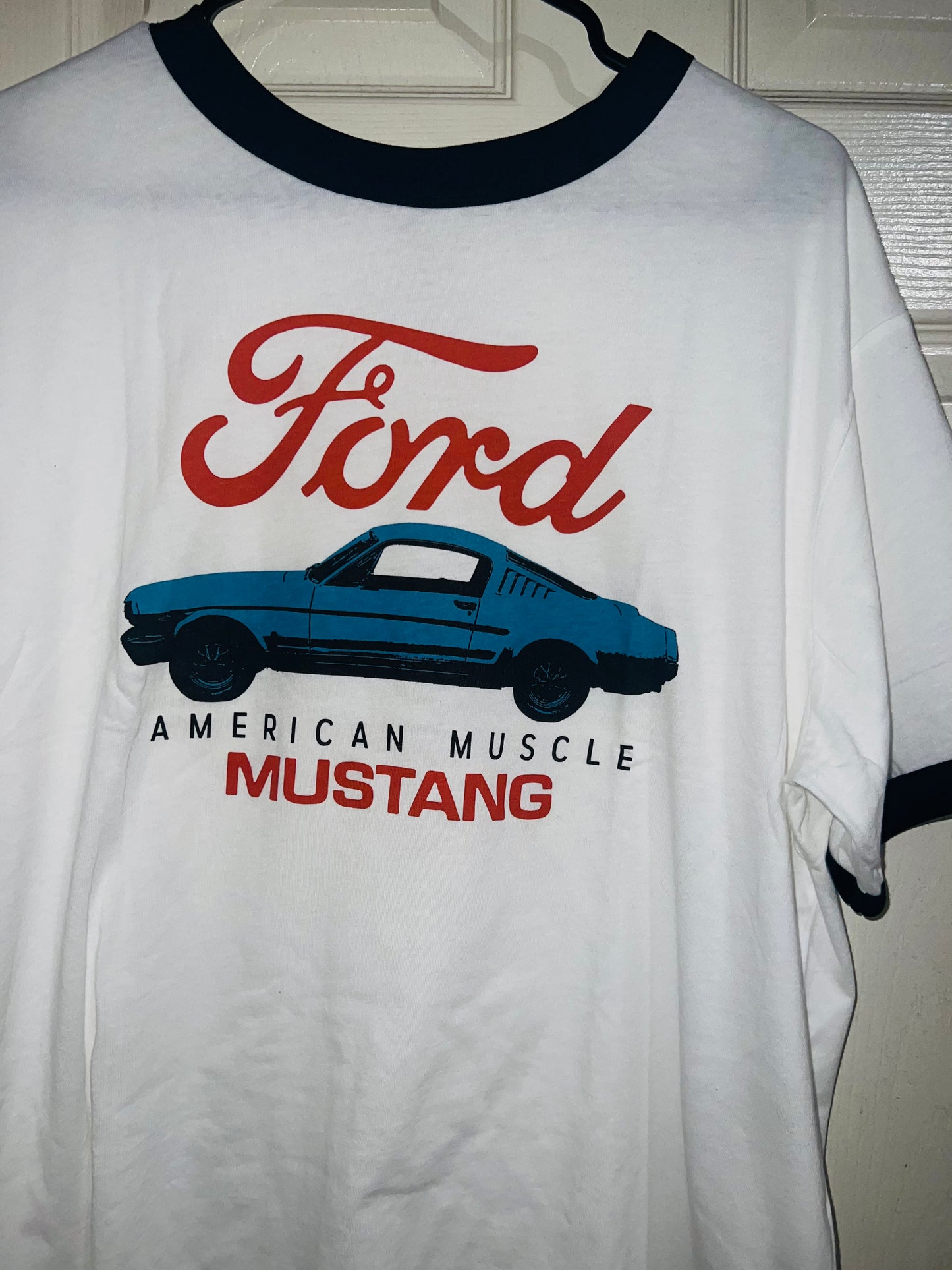 Ford Mustang Ringer Oversized Distressed Tee