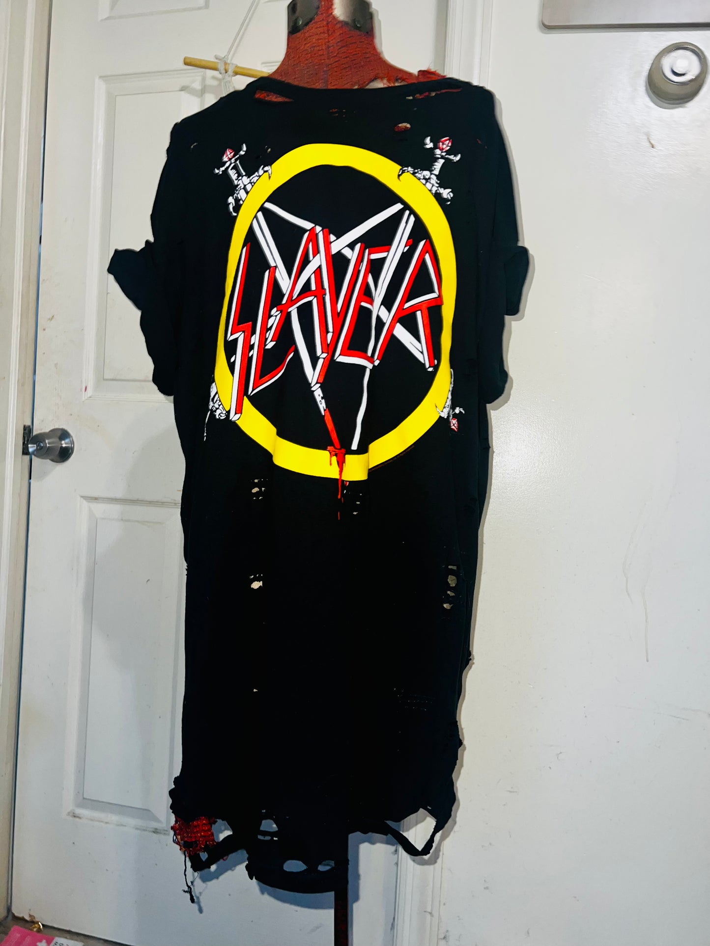 Slayer Distressed Oversized Double-Sided Tee