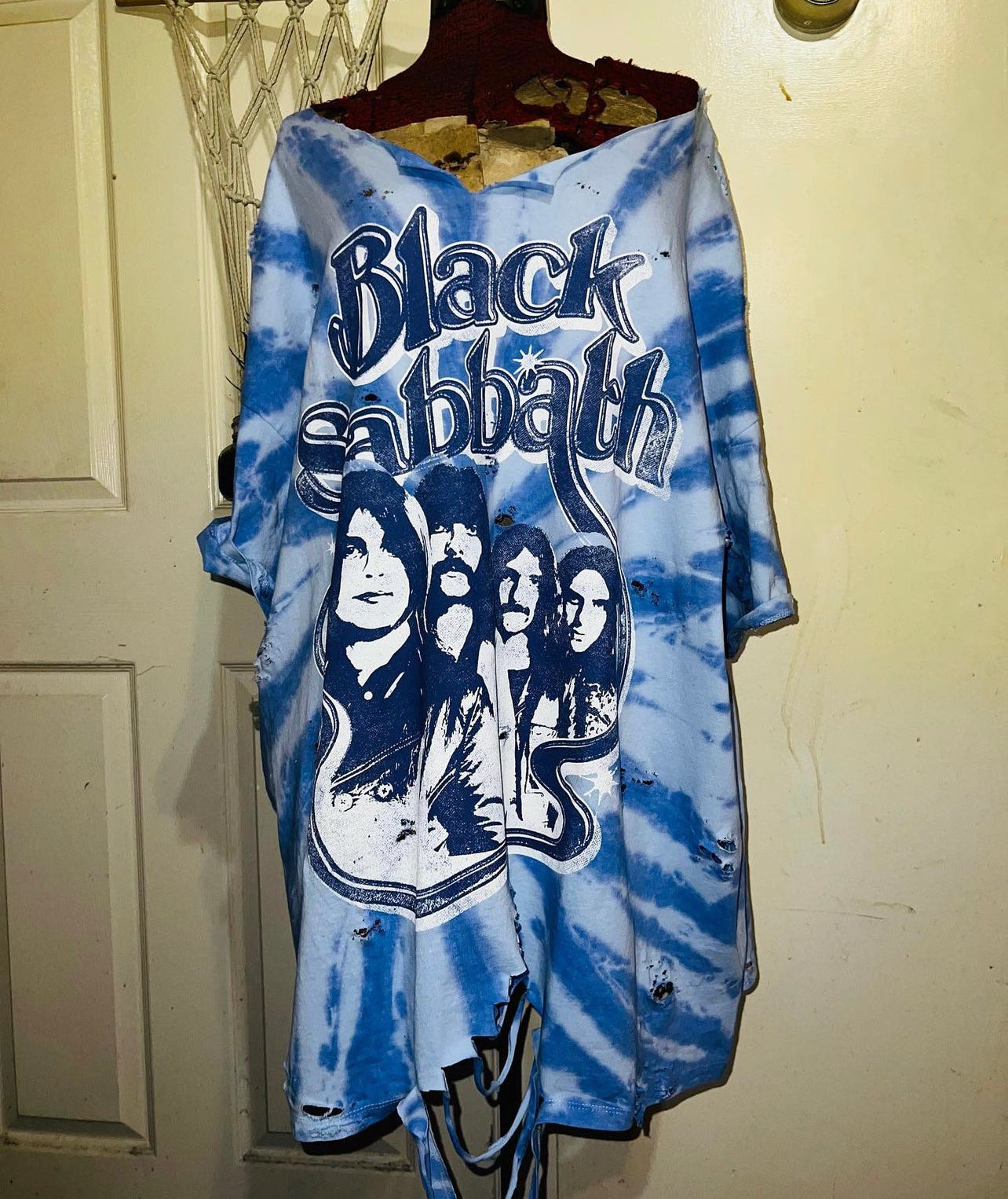 Distressed Oversized Black Sabbath Purple Tie Die shirt