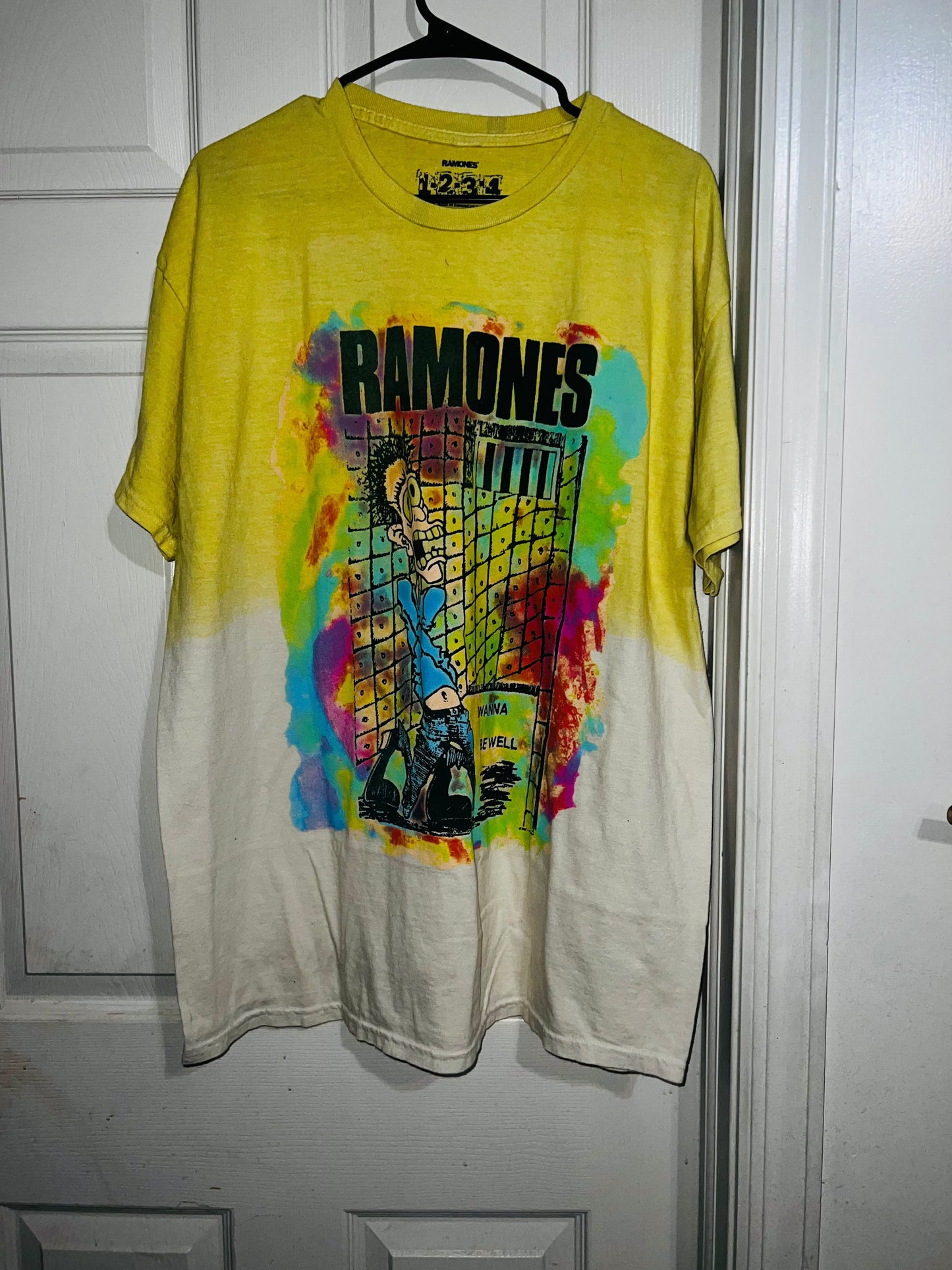 Ramones Tie Dye Double Sided Oversized Distressed Tee