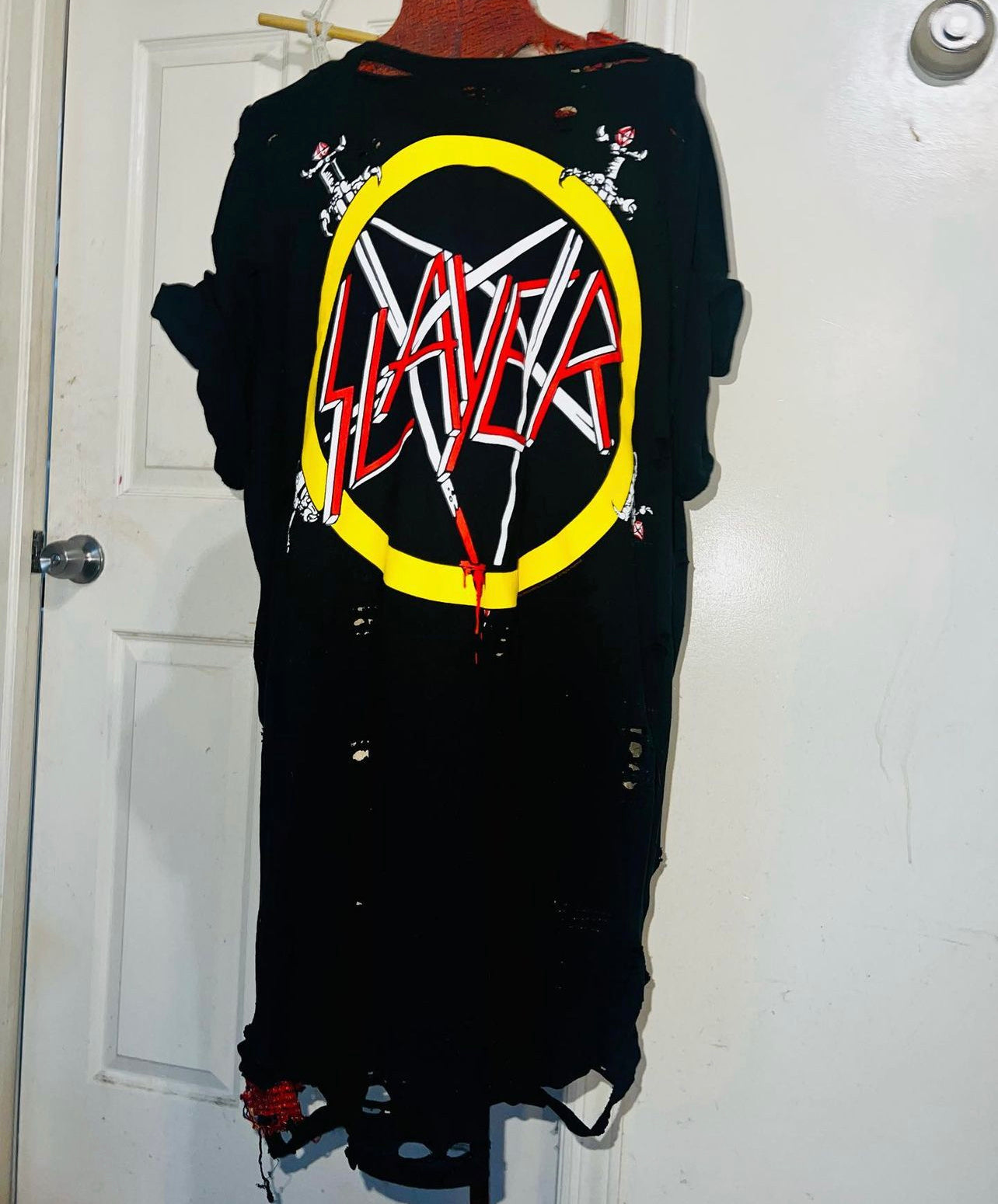 Slayer Distressed Oversized Double-Sided Tee